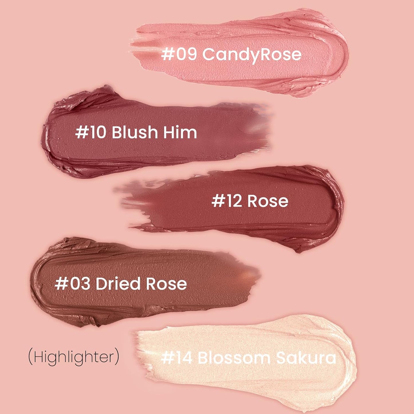 Blush Stick for Cheeks, Cream Blush with Heart-shaped, Blush Face Stick Multi-Use Lip and Cheek Tint, Waterproof Lightweight Easy to Blend Cream Blusher Makeup - Candy Rose