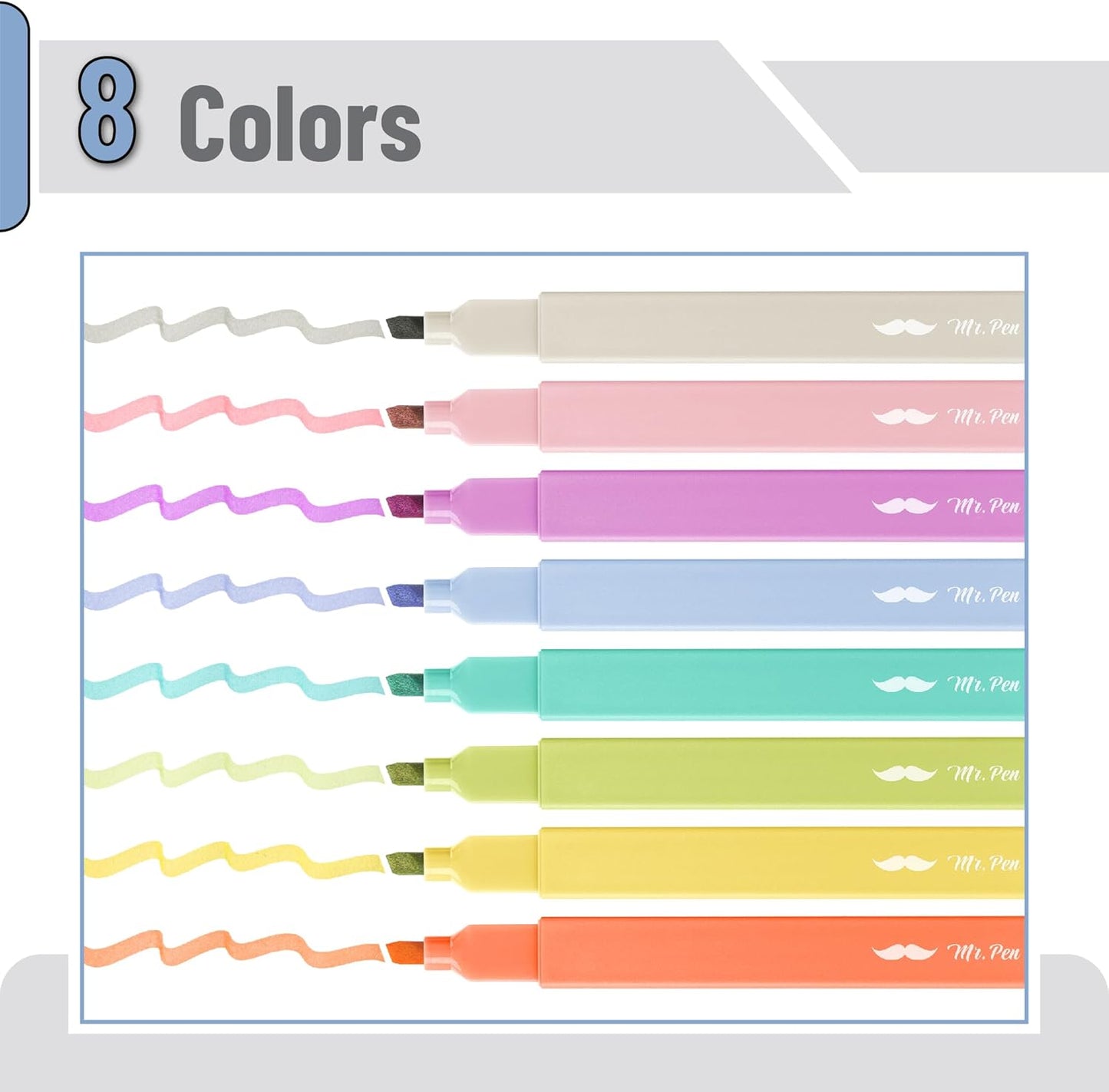 Mr. Pen- Aesthetic Highlighters, 8 Pack, Chisel Tip, Retro Colors, Cute Highlighters Assorted Colors, Cute Markers