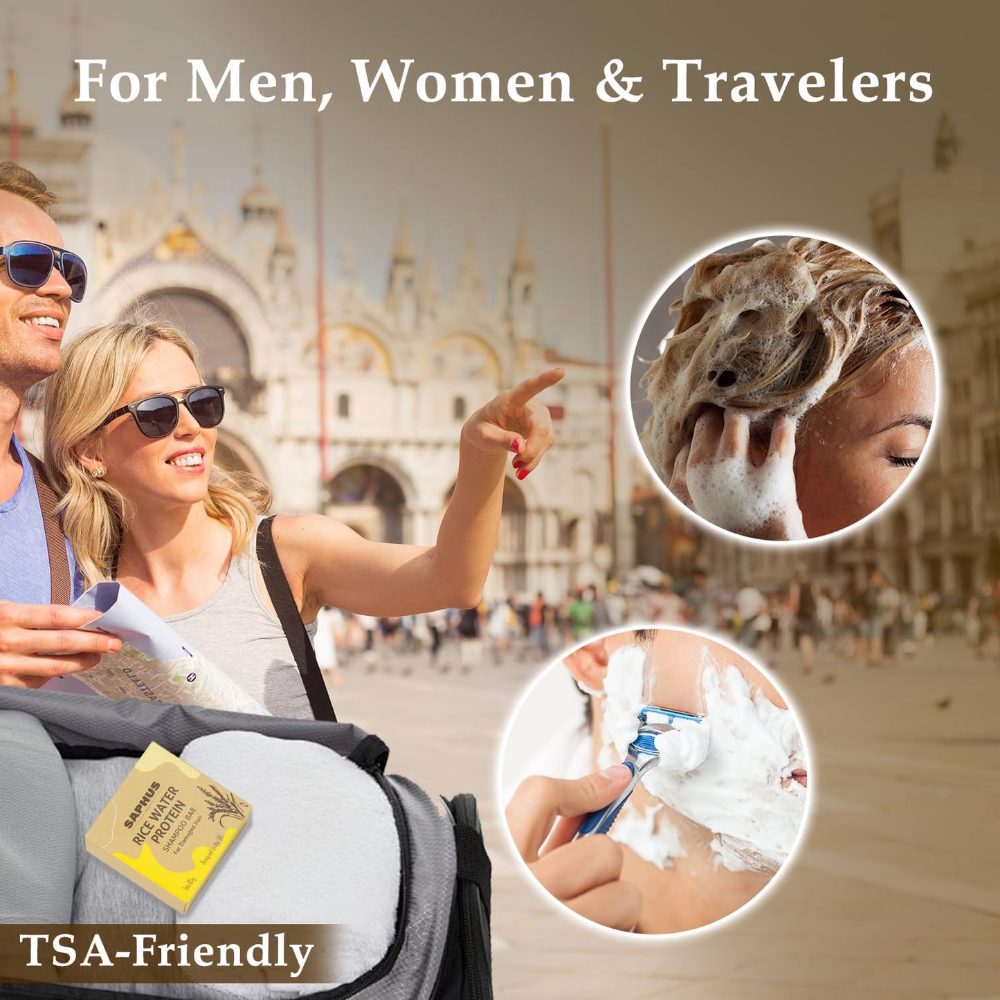 Rice Water Shampoo & Conditioner Bar Set – Strengthens and Nourishes Thinning Hair with Fermented Rice Water & Amino Acids, Sulfate & Paraben Free, for Men and Women