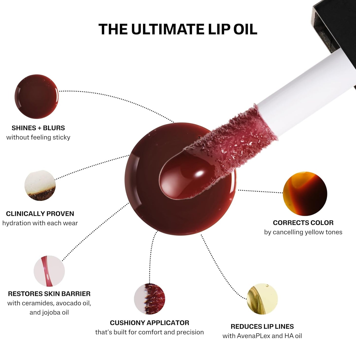 Cake Theory: Lip Tone Equalizing Oil | For Balanced Lip Color | Hydrating and High-Shine Blurring Lip Oil with Purple Brown Tint | Clean, Vegan, and Moisturizing Formula – 0.23 oz, Browning