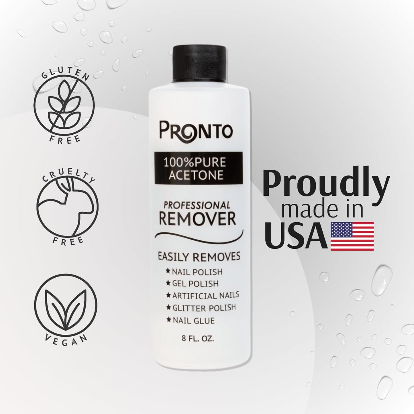 Pronto 100% Acetone Gel Nail Polish Remover - Gel Polish Remover for Nails | Acetone Nail Polish Remover & Acrylic Nail Remover for Removal of Glue, Gel & Dip | Gel Nail Remover, 12 Fl oz