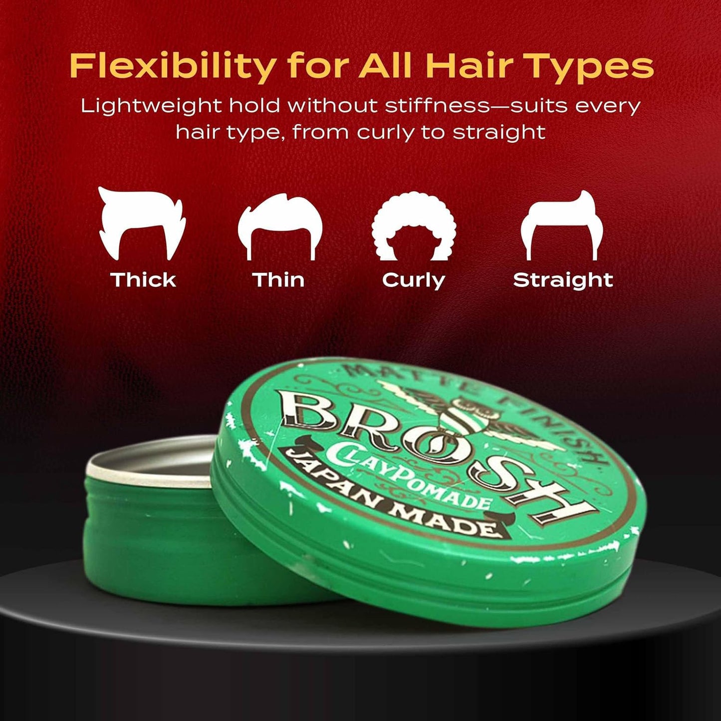 Matte Finish Clay Pomade with Medium Hold & Natural Finish, Lightweight Water-Based Hair Styling Paste for Men, 4 Oz