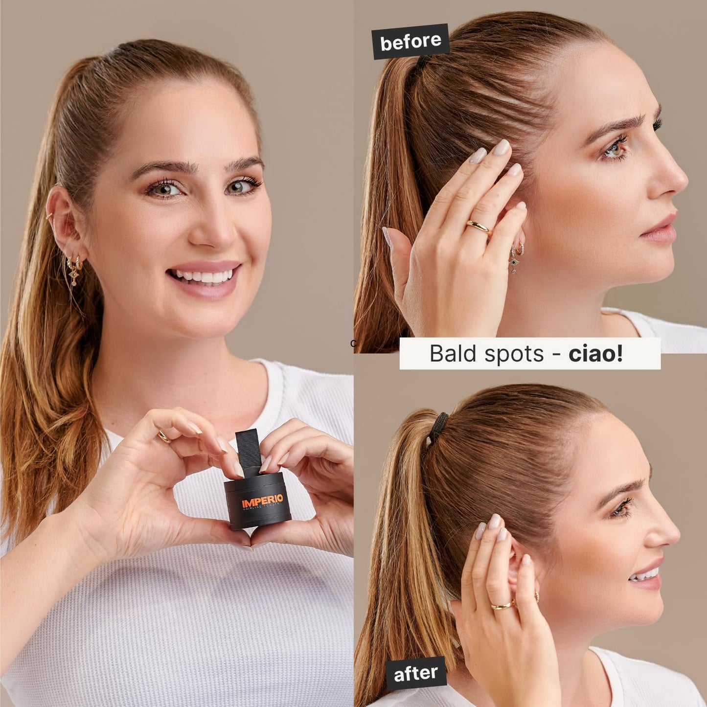 IMPERIO Root Touch Up Hair Powder for Concealing Hair Loss instantly - Hairline Powder for Women & Men - Water resistant Root Cover Up for Thinning Hair in Premium Hairdressing Quality (Dark Gray)