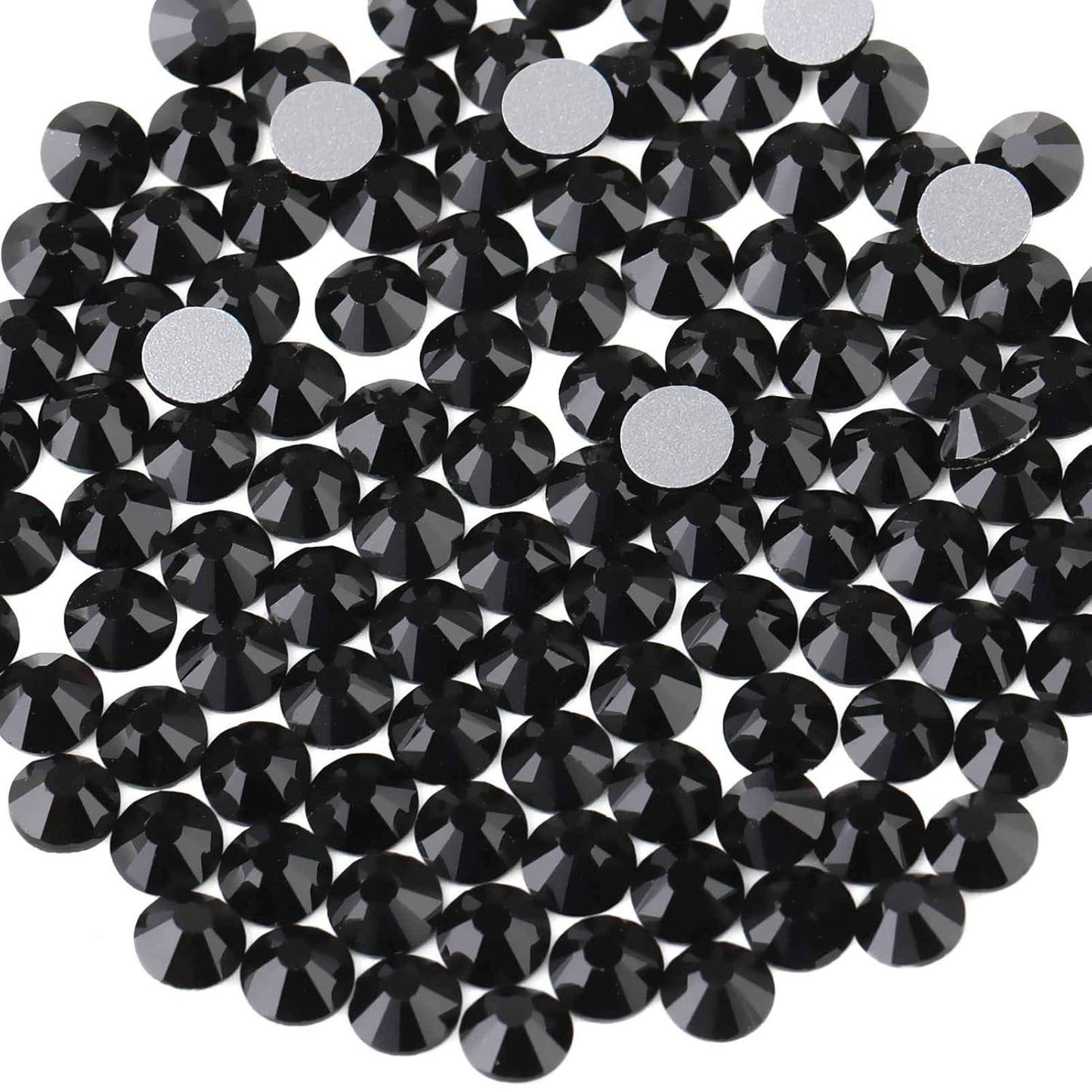 beadsland Flat Back Crystal Rhinestones Round Gems, Black(7.1-7.3mm) SS34/288pcs