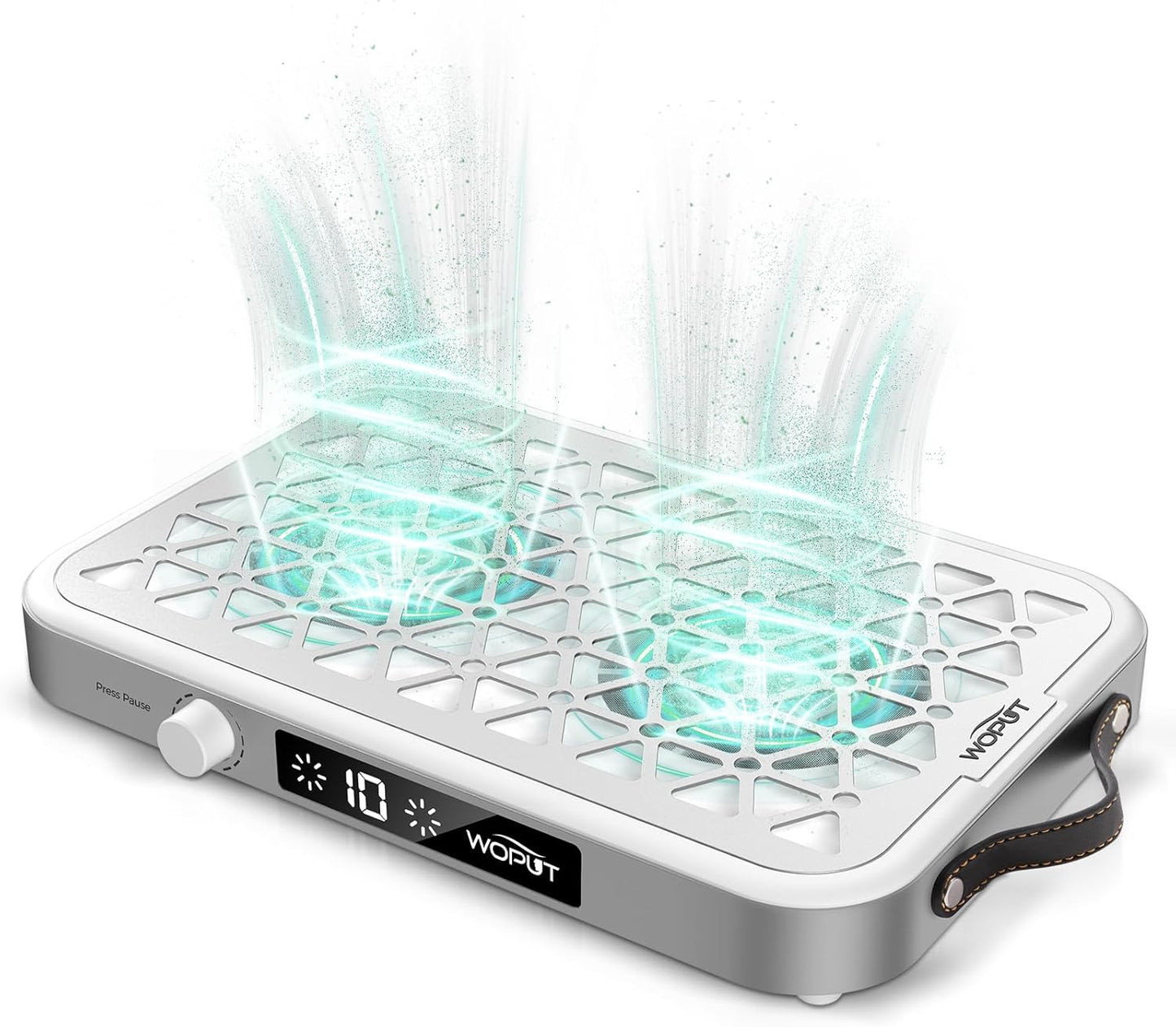 Professional Nail Dust Collector, 1600PA Portable, 10 Speeds, Disposable Filter Papers (30 Pcs), Matte White, Modern, Lightweight, Nail Vacuum for Home & Salon-White