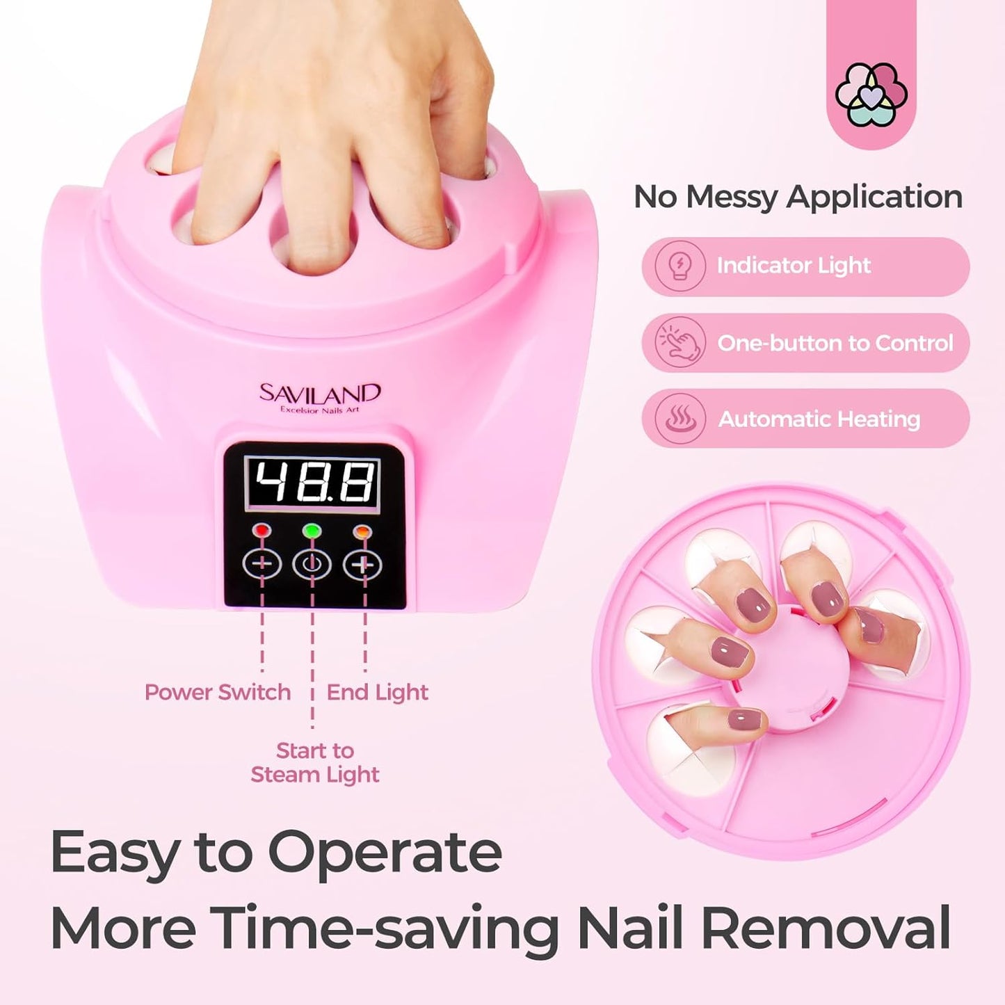 SAVILAND Nail Polish Remover Machine: Nail Soaking Bowl Fast Steam Gel Nail Polish Remover Machine Portable Nail Steamer Steam Off Gel Polish Remover Remover Home Salon