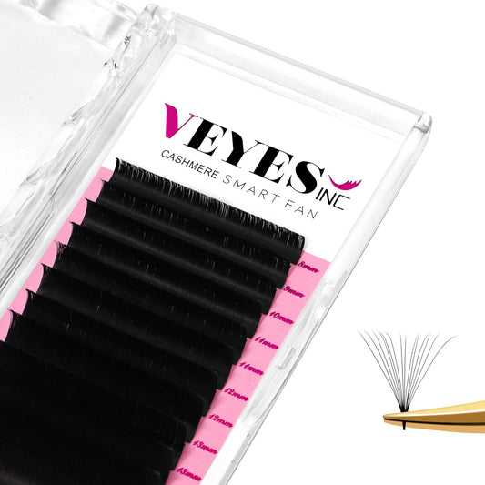 VEYES INC Cashmere Smart Fan Lash Extensions 0.03 0.05 0.07 C/CC/D Curl 8-20mm Mixed & Single Length, Super Matte Black Volume Lashes, Professional Supplies for Lash Techs (0.05 CC 16mm)