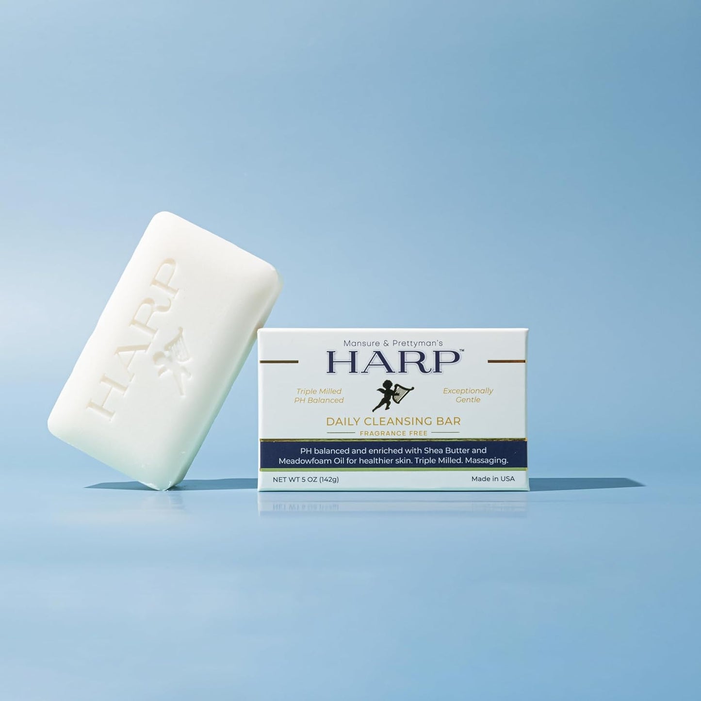 HARP pH-Balanced (5.0-6.0) Body Wash Bar. ZERO Saponified Oils. Protects Moisture Barrier. Gentle for Sensitive/Dry skin. + Shea Butter/Borage Oil. Non-Comedogenic. FRAGRANCE/masking agent FREE.
