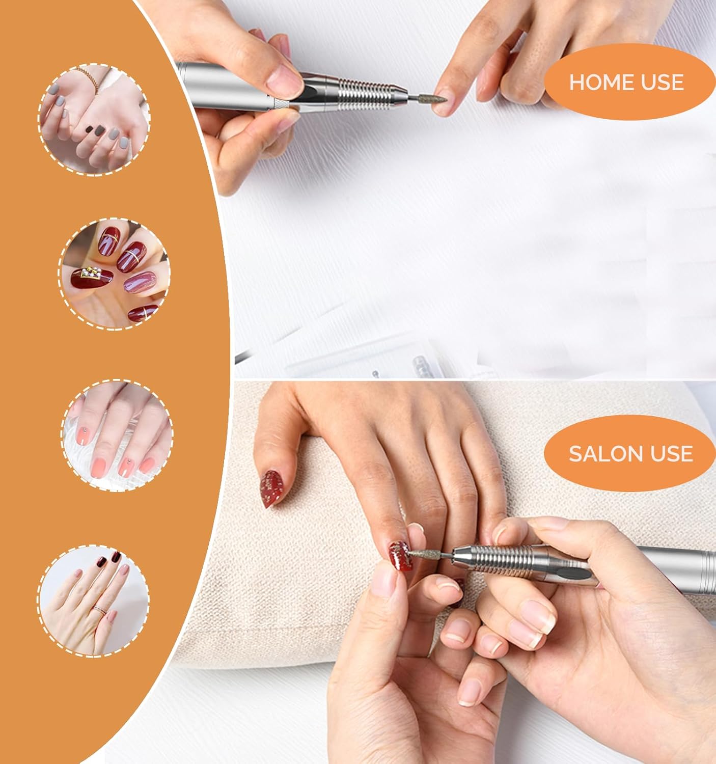 Professional Cordless Electric Nail Drill Kit – 35000 RPM Rechargeable E File with 10+ Hour Battery, 6-in-1 Bits – Portable Acrylic Gel Remover for Salon/Home,Drills para Uñas Professional