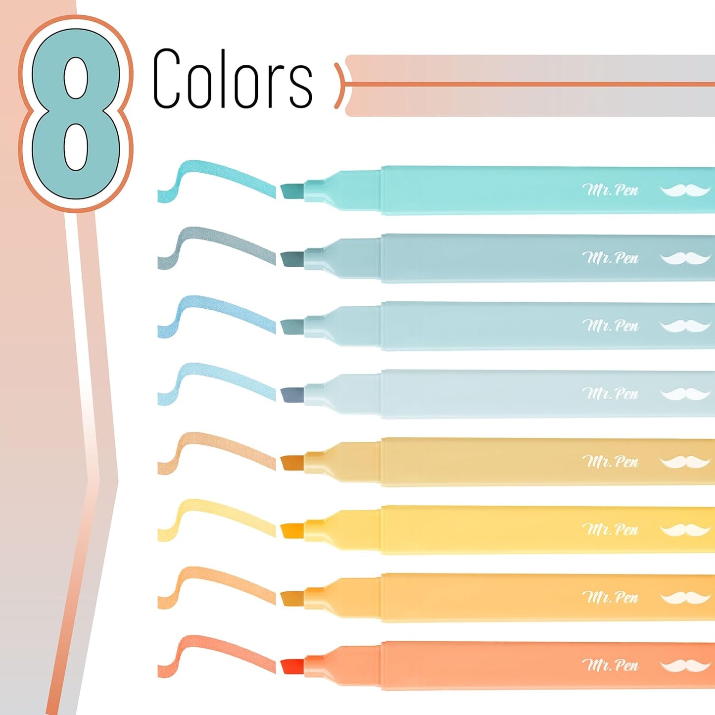 Mr. Pen- Aesthetic Highlighters, 8 pcs, Chisel Tip, Pastel Colors, Cute Highlighters Assorted Colors, Back to School Supplies