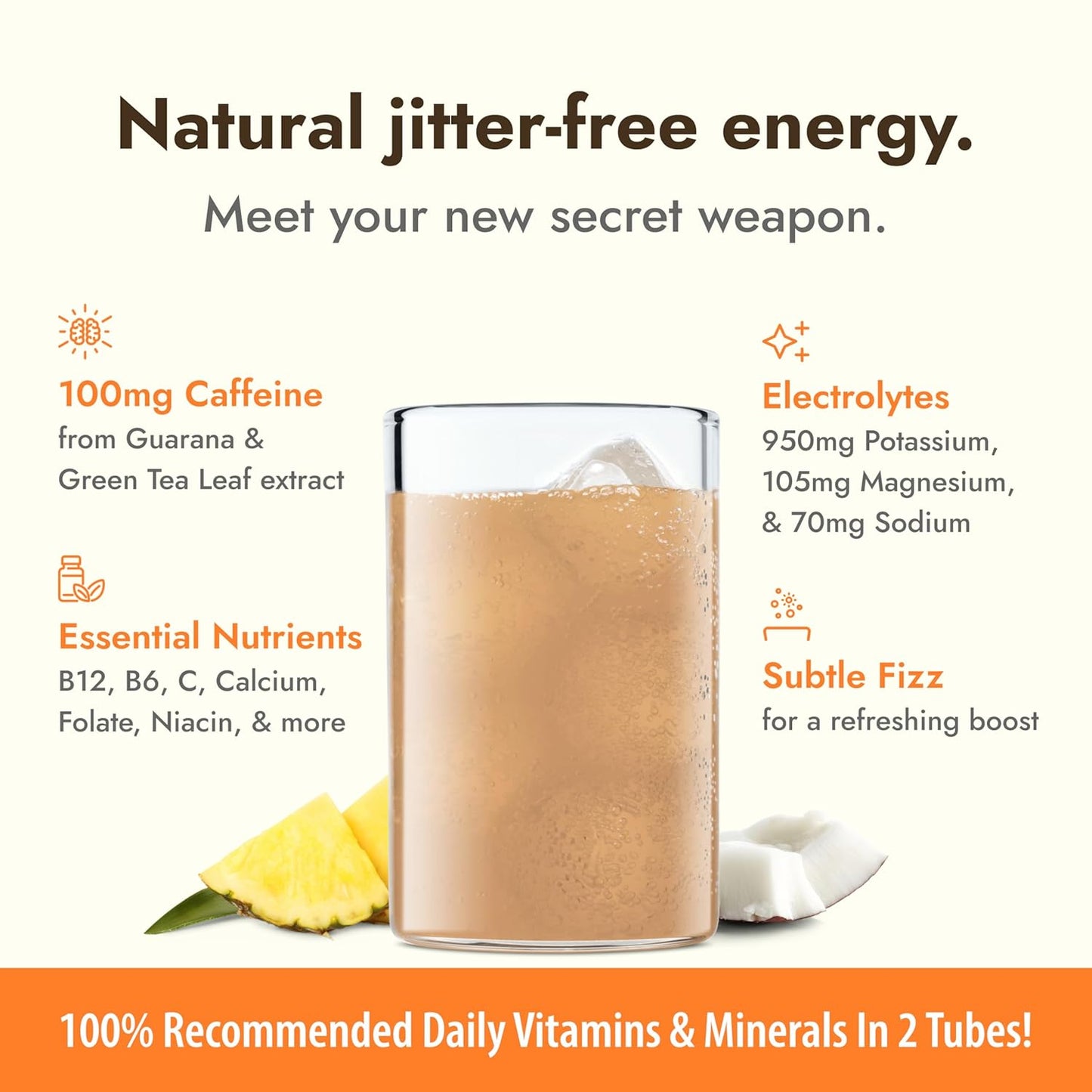 Zipfizz Daily Energy Drink Powder, Pina Colada, 20 Pack | 3-in-1 Sustained Energy, Rapid Hydration, and Essential Vitamins | Sugar-Free | Electrolyte Powder | Contains Vitamin B-12 & Antioxidants