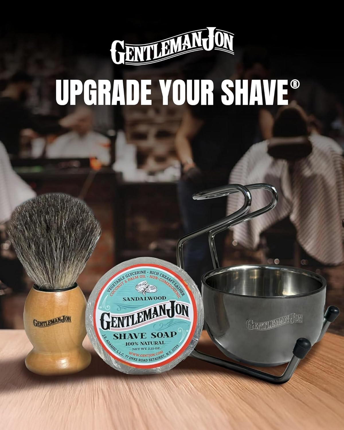 Complete Shaving Brush Kit – Old Fashion Shaving Kit for Men, Includes Shave Brush, Shave Bowl, Shave Soap & Stand, Vintage Wet Shave Mug, Barber-Style 4-Piece Gift Set