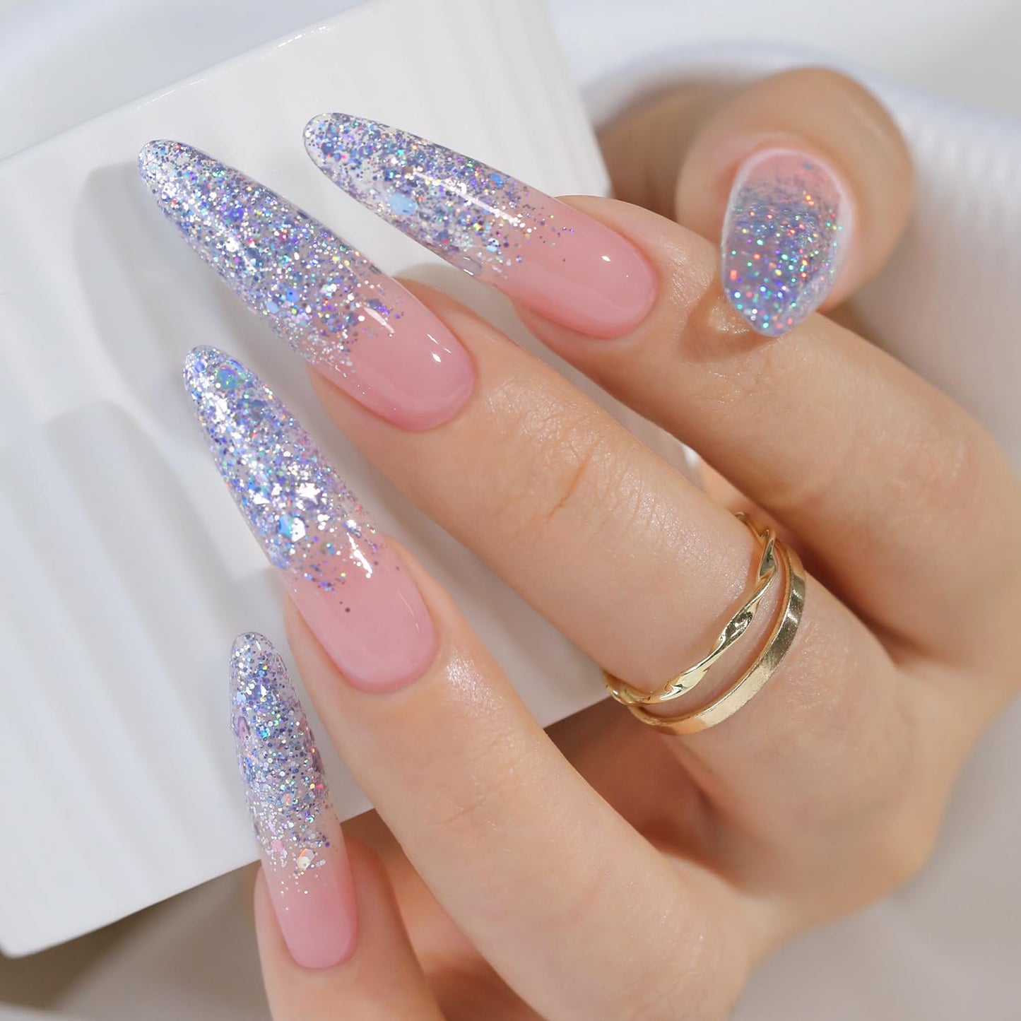 Double Rhythm 0.5Oz Glitter Gel Polish Shimmer Reflective Color for Nail Art Salon DIY Soak Off 15ml Nail Lamp Gel Polish at Home (Pastel Blue-B1014)