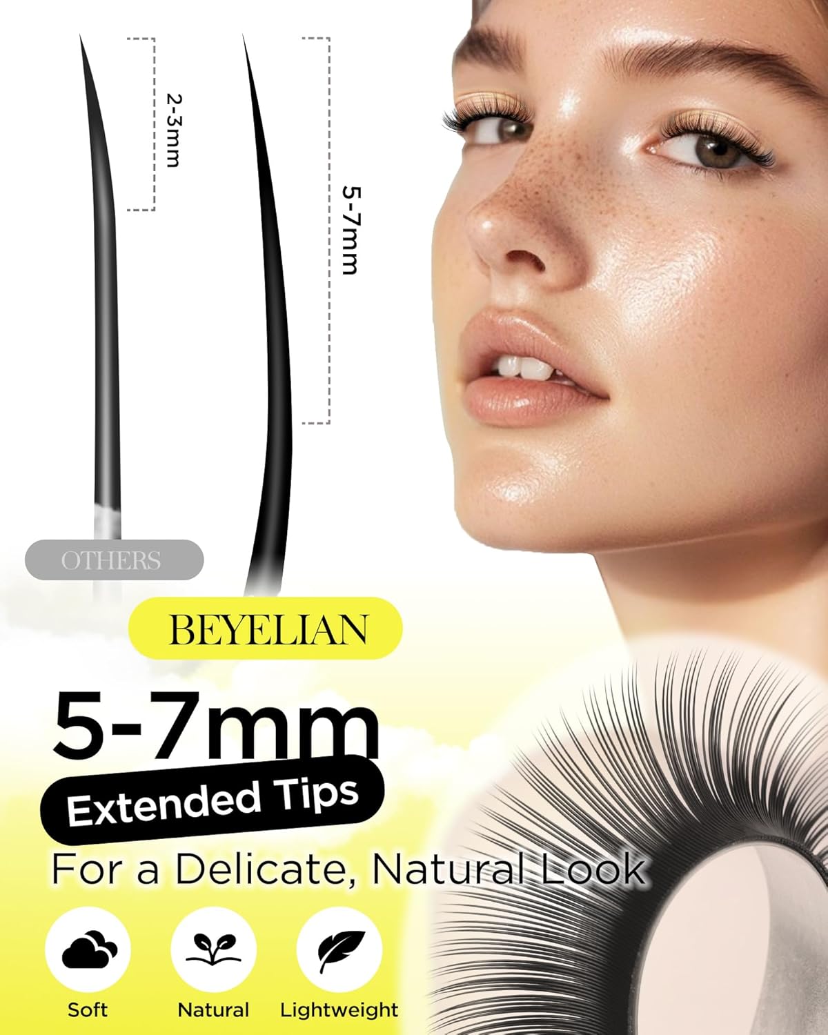 BEYELIAN Eyelash Extension 0.05 C Curl 13mm Tray Easy Fan Lash Extensions Volume Lashes 100°/212°F High Temperature Resistant Classic Professional Use Natural Matte Black (0.05 C 13mm)