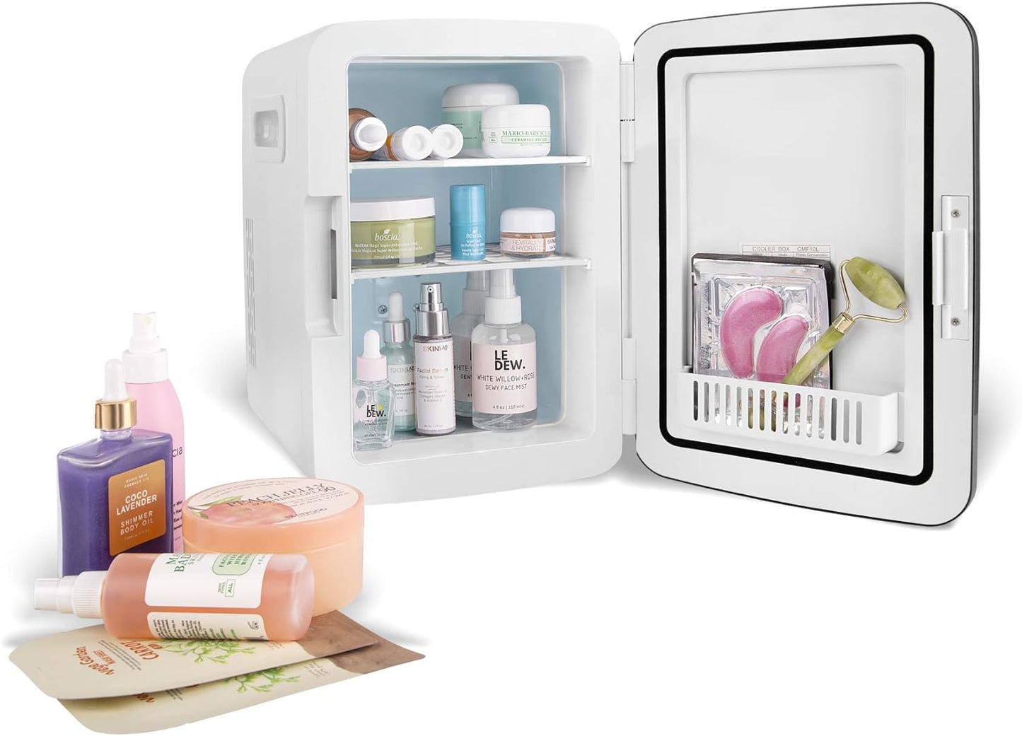 Cooluli 10L Mini Fridge for Bedroom - Car, Office Desk & College Dorm Room - 12V Portable Cooler & Warmer for Food, Drinks, Skincare, Beauty, Makeup & Cosmetics - AC/DC Small Refrigerator (White)