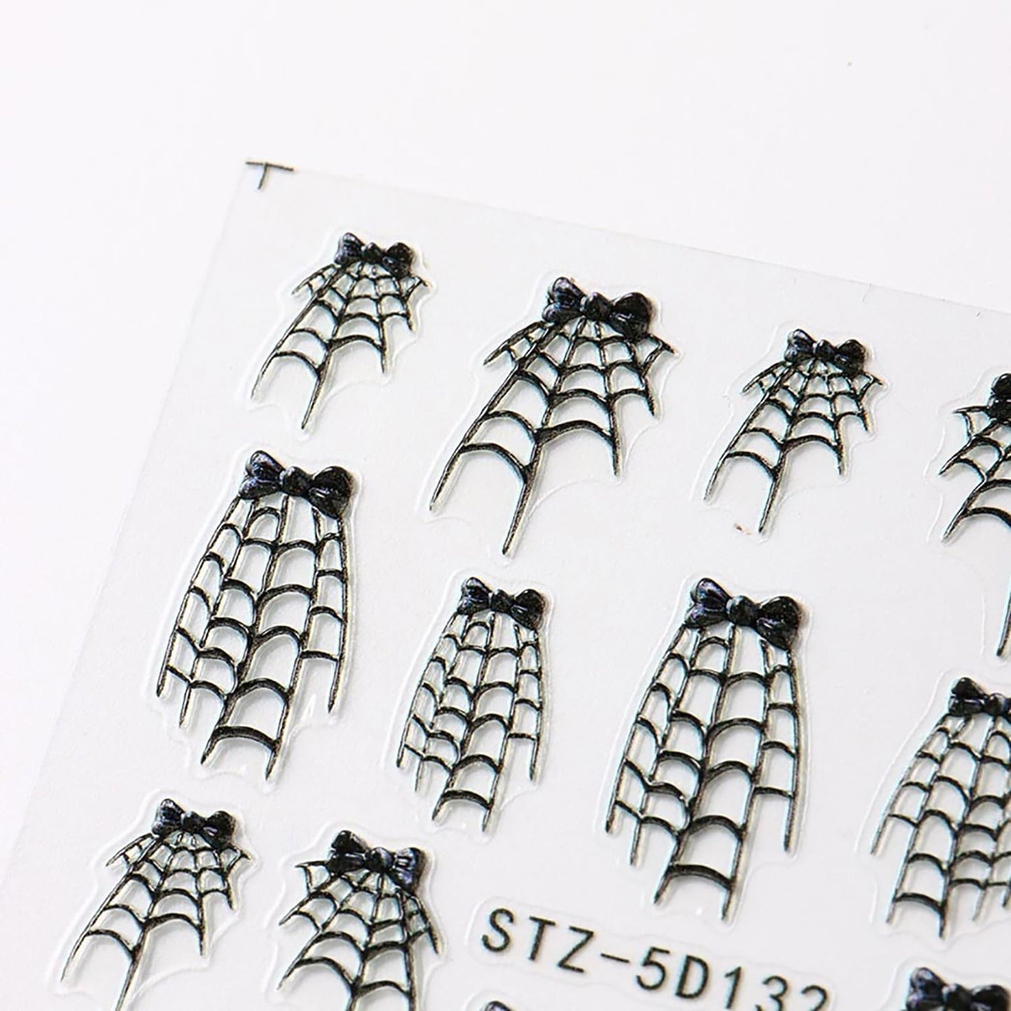 Spider Web Nail Stickers 5D Embossed Halloween Nail Decals for Press Ons 2PCS Self-Adhesive Black Cobweb Bow Design Halloween Nail Charms Holiday Nail Decorations Nail Art for Women DIY Manicure