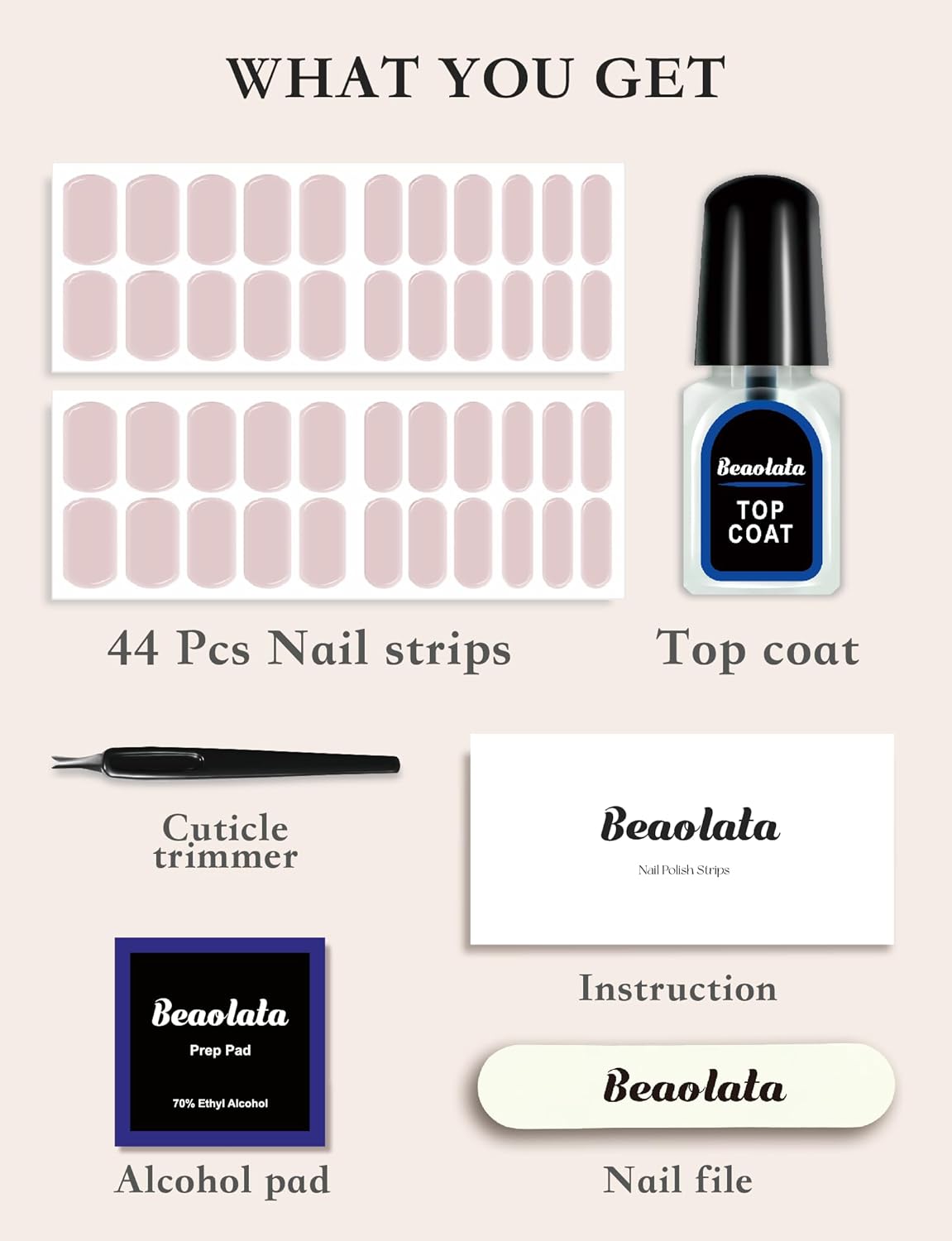 Nail Polish Strips, 44PCS Salon Quality Wraps with Top Coat, Long Lasting Gel Nail Stickers for Women Easy Apply& Remove (Hot Red Latte Red&Pink)