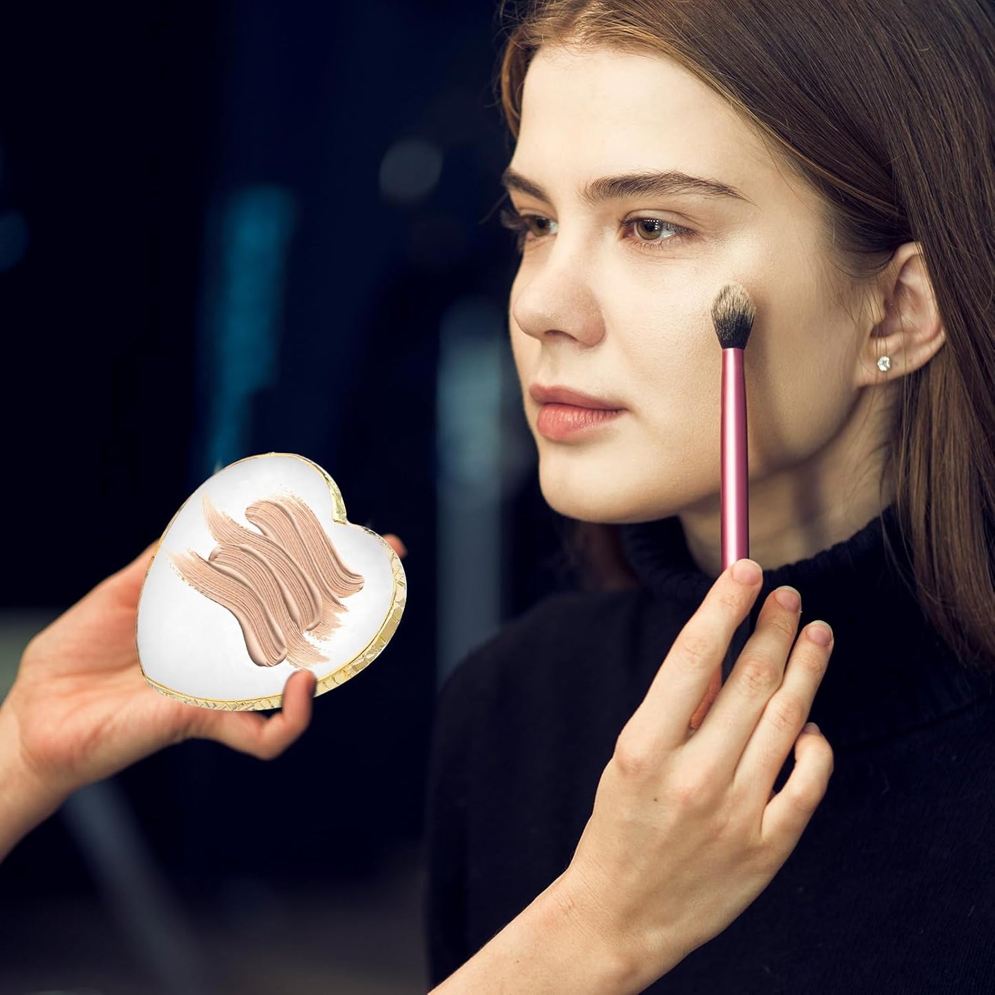 Resin Nail Art Palette, Polish Color Mixing Plate Gold Edge Nail Holder Nail Mixing Palette Mixing Tools Display Board Heart Shaped Color Makeup Foundation Cosmetic Mixing Tools (White)