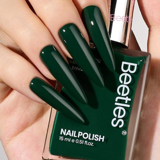 Beetles Fir Greenery Nail Polish, 1Pcs 15ml Fast Drying & Long Lasting Winter Nail Polish Dark Green Nail Lacquer Gift for Women