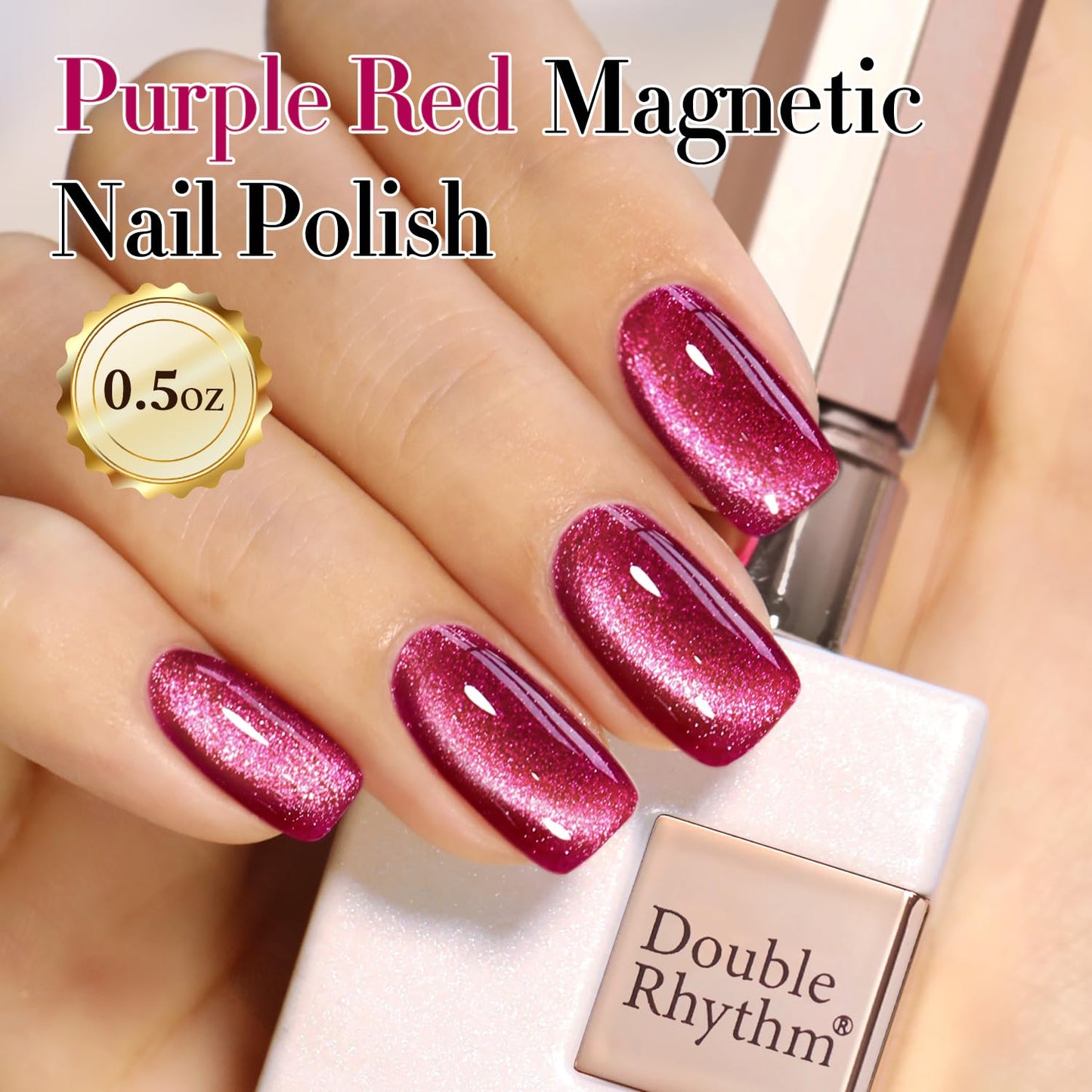 Double Rhythm 0.5 OZ Cat Eye Gel Polish with Magnet 15ML Holographic Glitter Shimmer Translucent Jelly Color Magnetic Nail Polish Salon DIY at Home (MC1077)