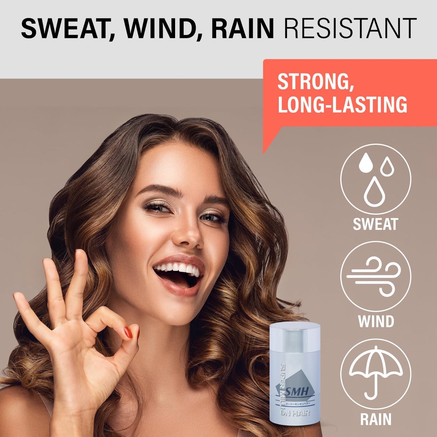 SMH Hair Fibers MADE IN JAPAN – Instantly Conceals Thinning Hair –Long-Lasting – Sweat, Water & Wind Resistant – Hair Loss Solutions For Men & Women (Medium Brown, 25g)