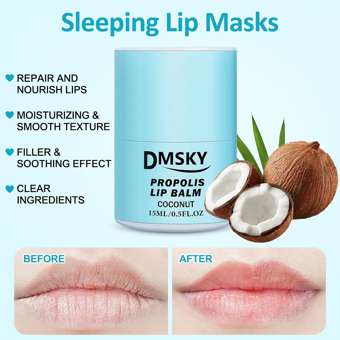 DMSKY Lip Sleeping Mask Set 8 Pack, Nourish and Hydrate Lip Butter with Shea Butter & Vitamin E, Lip Balm for Dry Lips, Gifts for Women