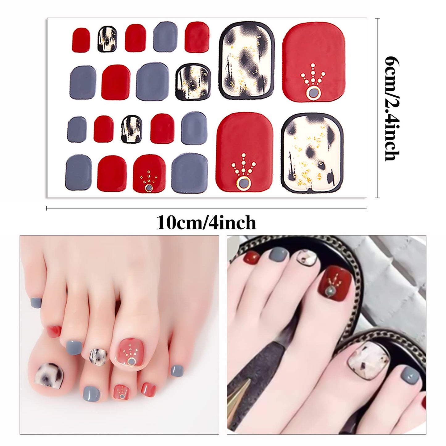 WOKOTO 20 Sheets 440 Pieces Toe Nail Polish Strips for Toes Women Nail Art Wraps Mermaid Gel Nail Strips for Toe Nails Iridescent Shell Flake Design Nail Polish Stickers Stick On Nails for Women