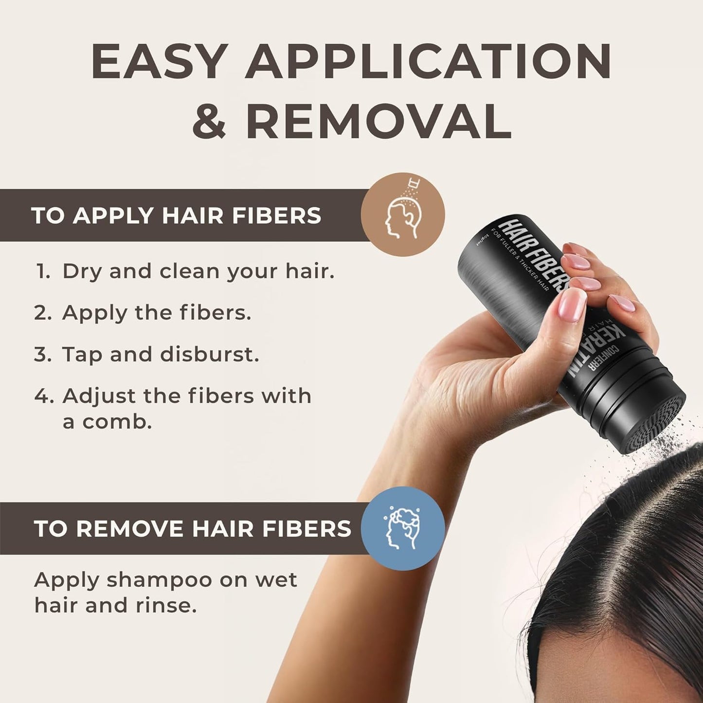 Keratin Hair Fibers for Men & Women - Fill In Fine or Thinning Hair, Instantly Thicker, Fuller Looking Hair (Light Brown 30g)