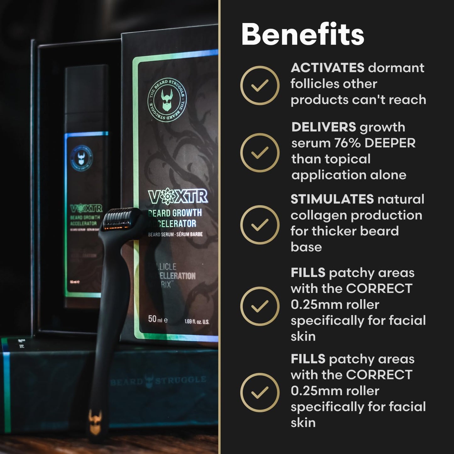 The Beard Struggle Voxtr Beard Growth Serum with Follicle Acceleration Matrix - Beard Serum, 1.69 Fl. Oz. US