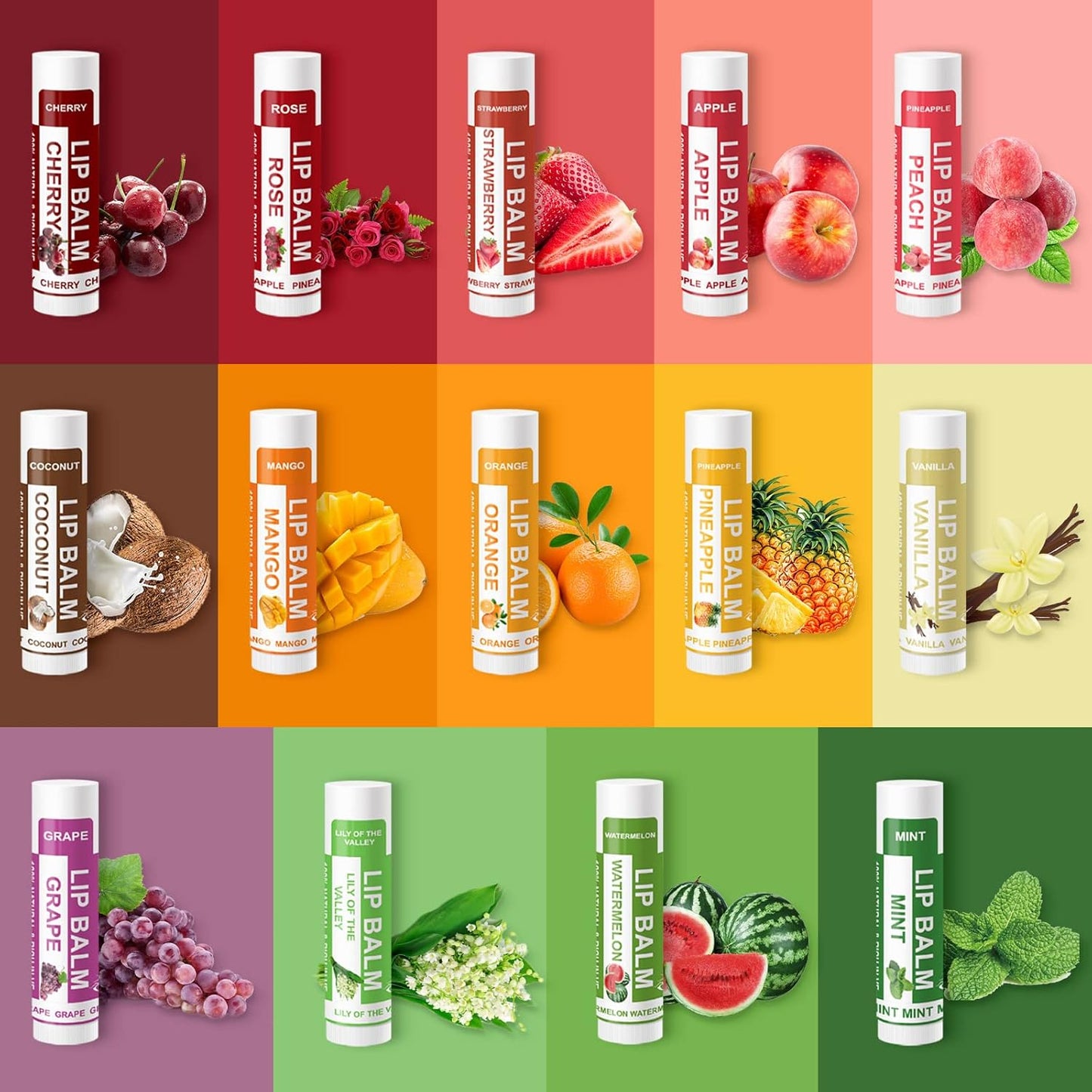 Yopela 28 Pack Natural Lip Balm Bulk with Vitamin E and Coconut Oil - Moisturizing, Soothing, and Repairing Dry and Chapped Lips Valentine's Gift - 14 Flavors - Non-GMO