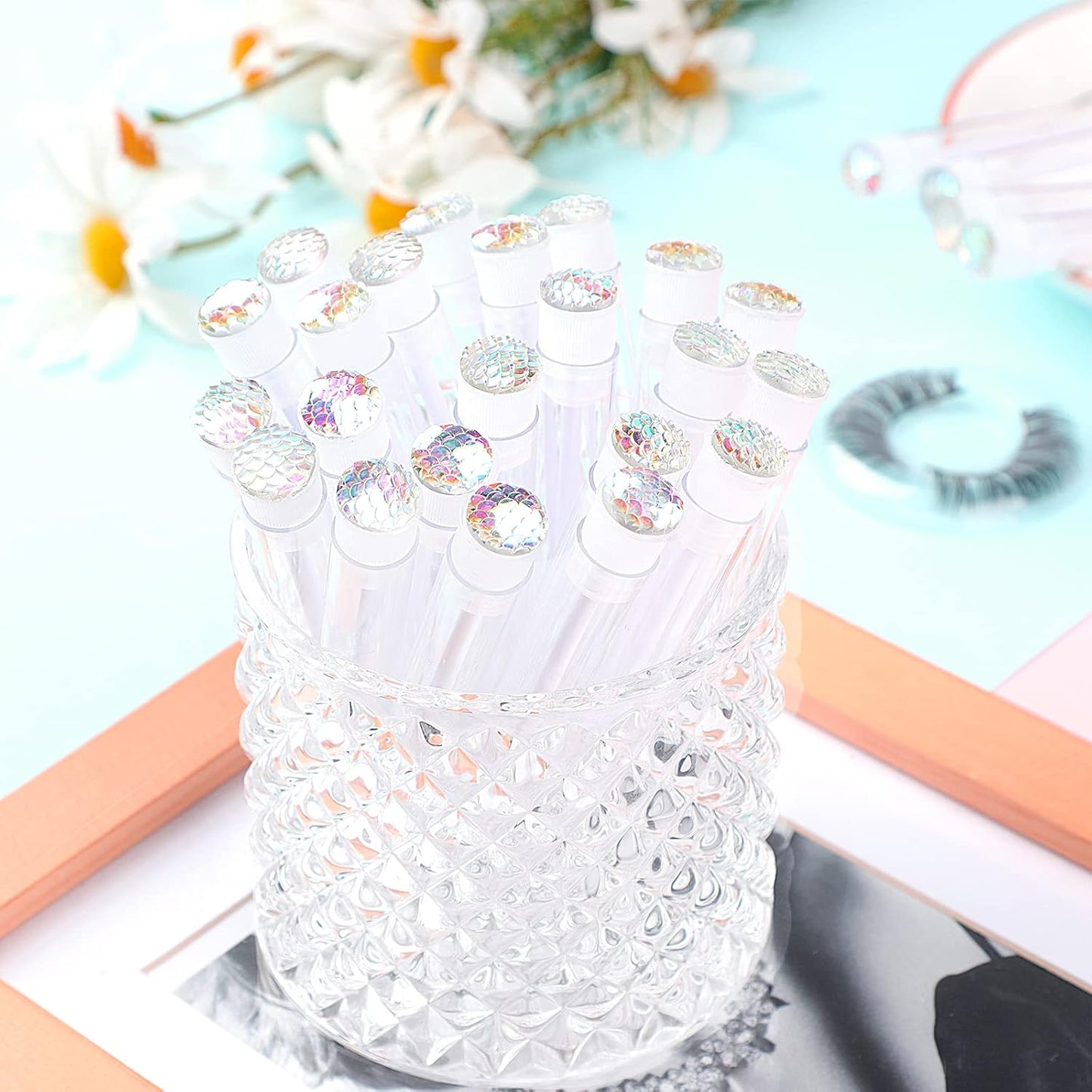 20pcs Eyelash brush Lash Wand Makeup tool Eyelash Extension supplies Cleaning brush Diamond Mascara scale white