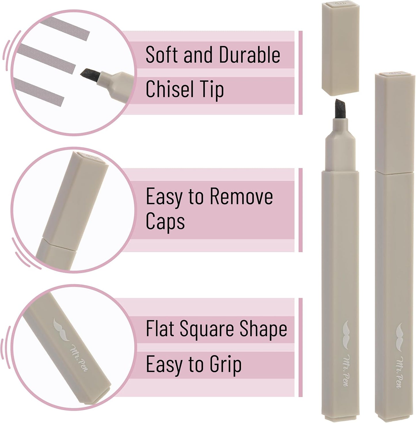 Mr. Pen- Aesthetic Highlighters, 8 pcs, Chisel Tip, Neutral Colors, Cute Highlighters Assorted Colors