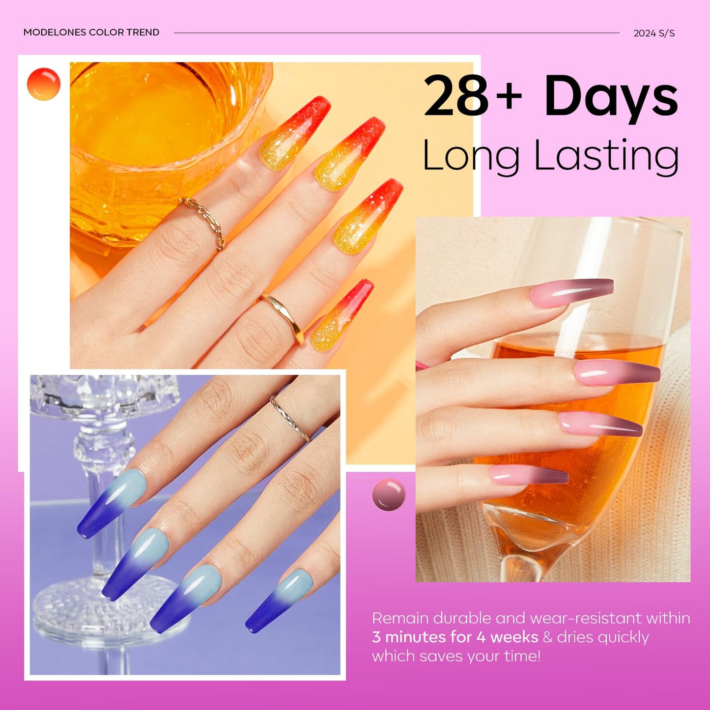 modelones Color Changing Gel Nail Polish Set, 6 Colors Red Pink Glitter Blue Purple Mood Temperature Change Nail Polish Gel Set Soak Off Nail Art Gel DIY Salon Manicure Gift