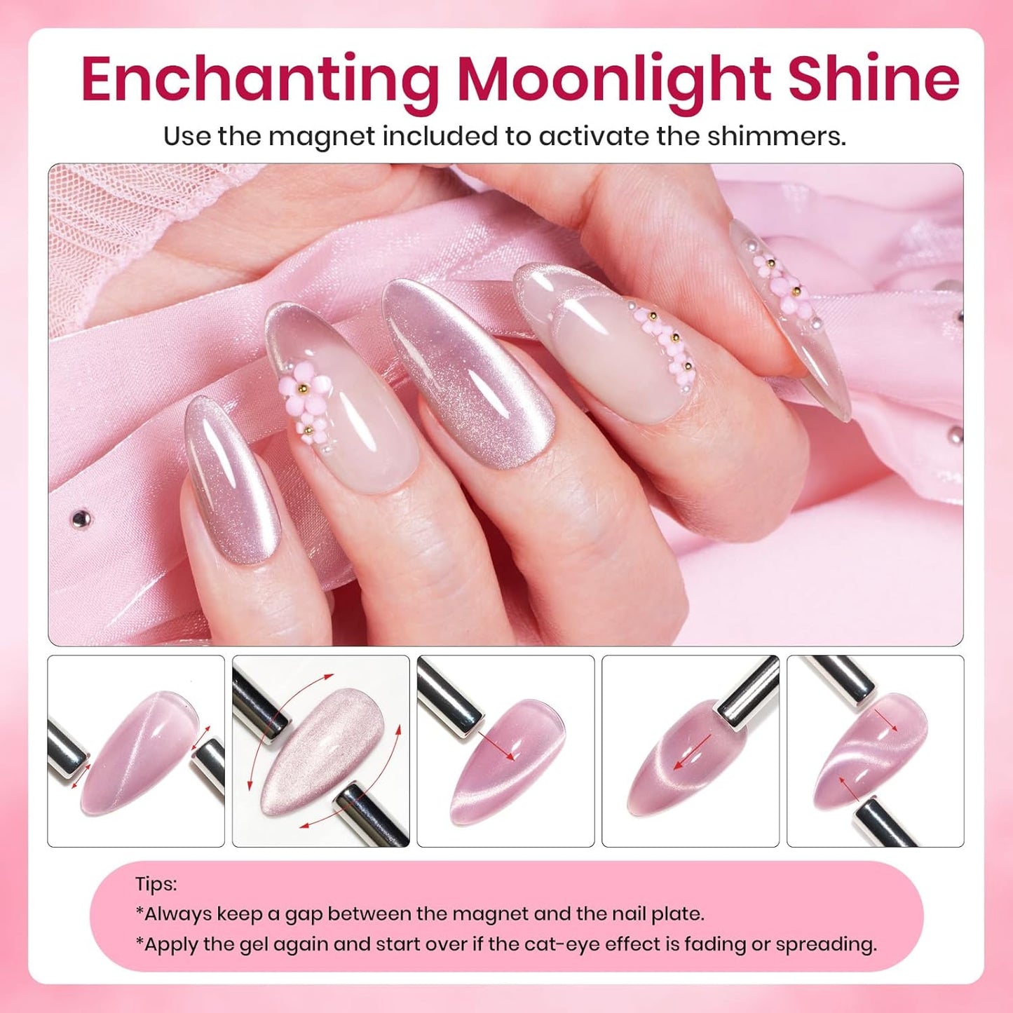 Beetles Cat Eye Gel Nail Polish Set - Nude Reflection Wedding Cat Eye Gel Polish Set, 6 Colors Silver Nude Pink Brown Neutral Mirror Shine Finish with Magnet Soak Off UV Manicure Salon Gift for Women
