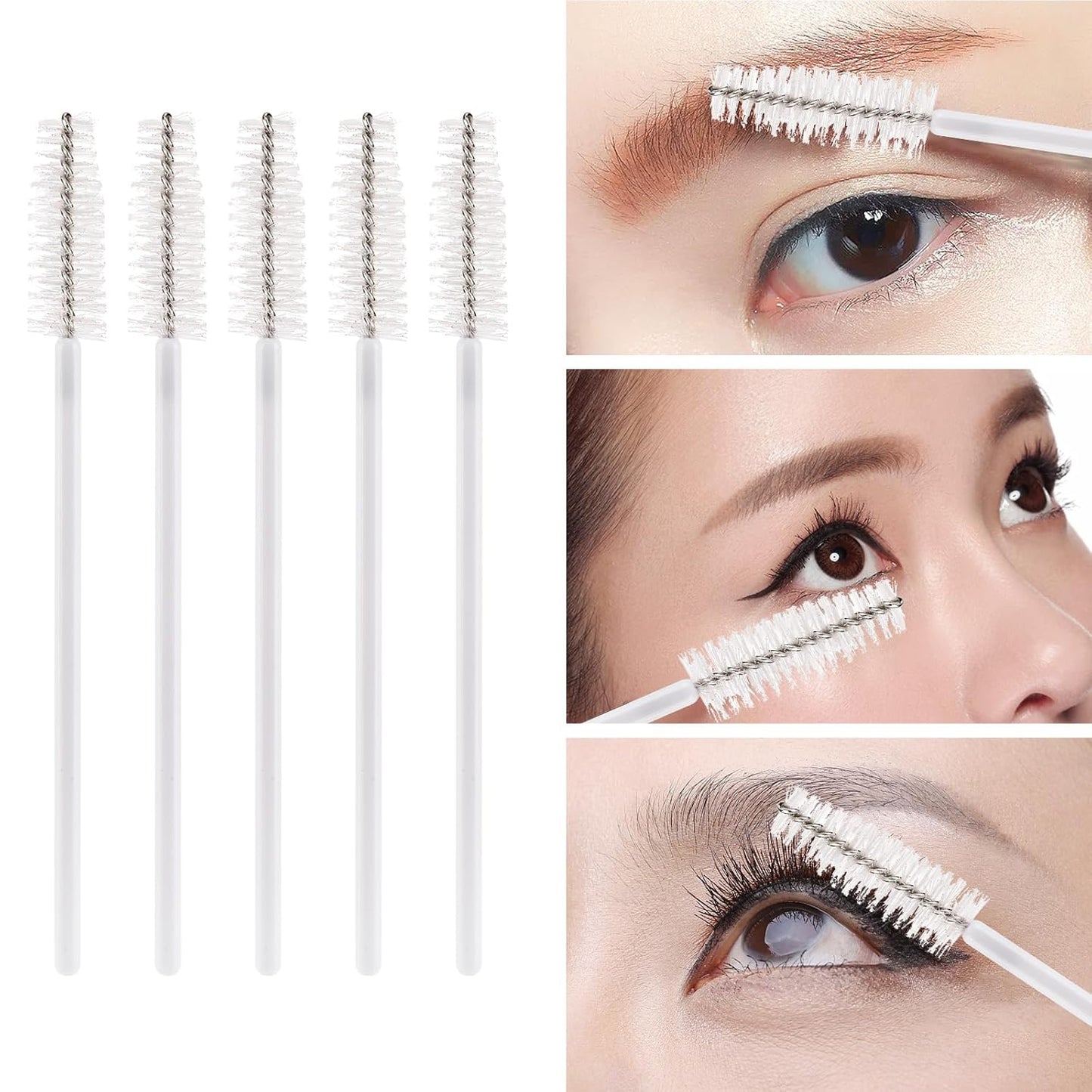 Tbestmax 500 Disposable Mascara Wands Eyelash Brush White Spoolies for Eyebrow Eye Lash Extension