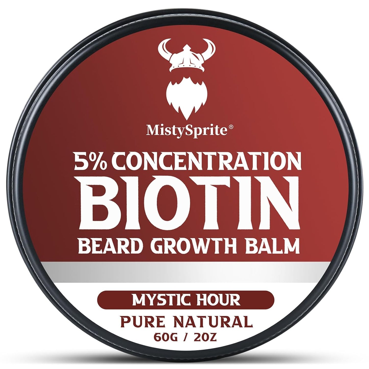 5% Concentration Biotin Beard Balm for Men & Conditioning Beard Wax - Made with Castor Oil Natural and Organic Ingredients - Hydrates & Thickens Facial Hair Growth- 2 Ounce Tin (Mystic Hour)