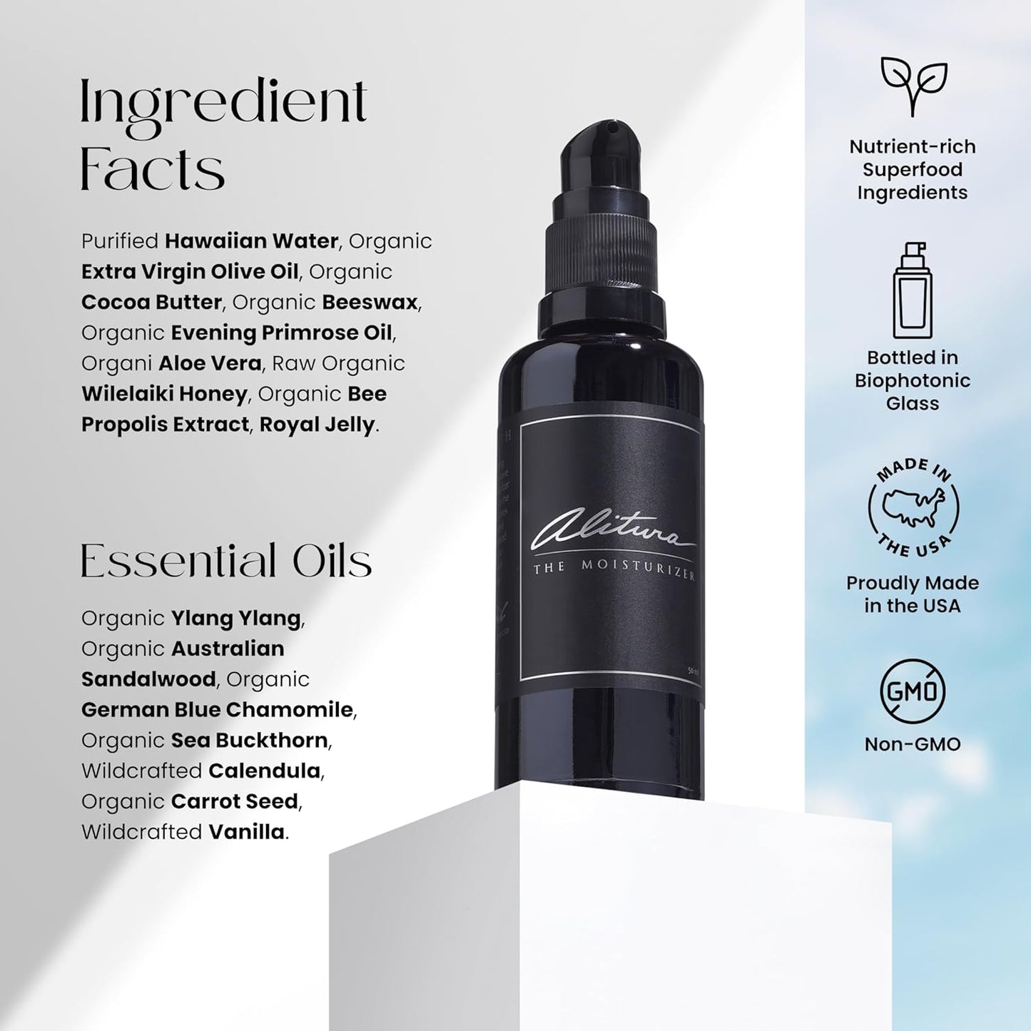 Alitura Naturals Face Moisturizer for Men & Women – 50ml Daily Hydrating Cream with Aloe Vera, Bee Propolis, Sea Buckthorn, & Honey – Anti-Aging, Soothing, Non-GMO, USA Made