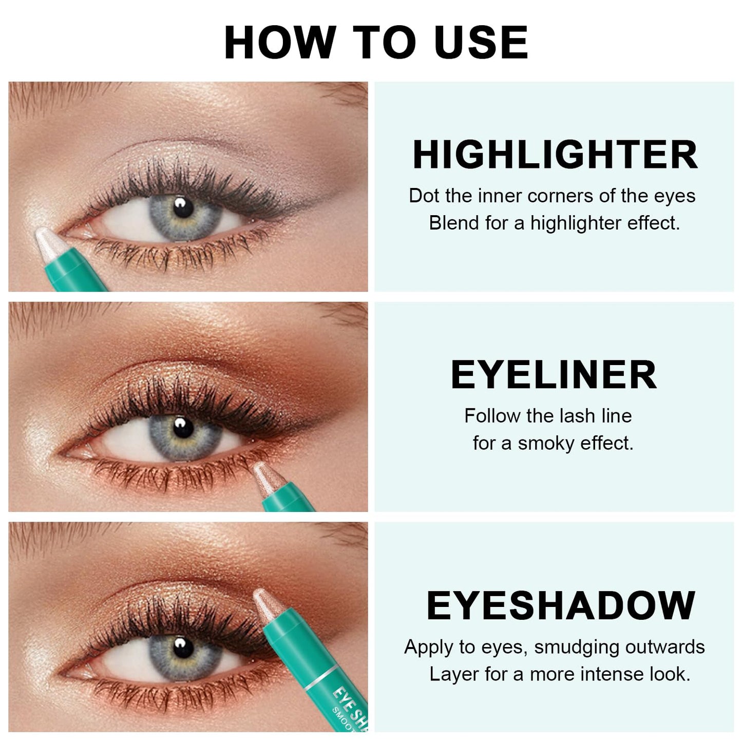 4Pcs Eyeshadow Stick, Cream Eye Shadow Brightener Sticks Set for Eyes, Champagne Pearl Taupe Bronze Cocoa Stone Putty Smoky Amethyst Shimmer Matte Pencil Eye Eye Liner Makeup Waterproof (4PCS B)