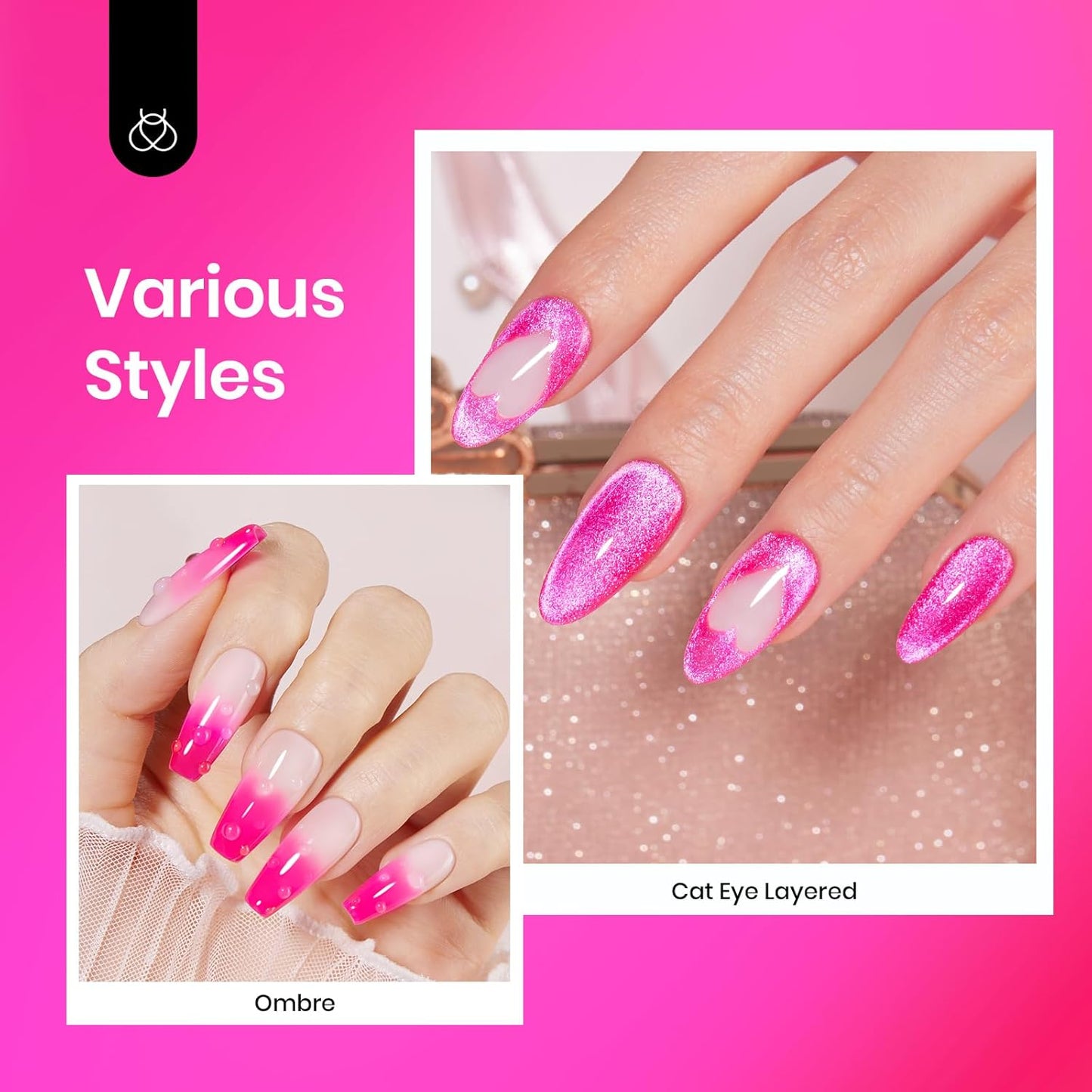 Beetles Hot Pink Gel Polish, 15ML Neon Hot Pink Jelly Gel Nail Polish Sheer Translucent Effect Summer Color Gel Soak Off UV Vibrant Night Series French Nail Art Manicure Gift for Women