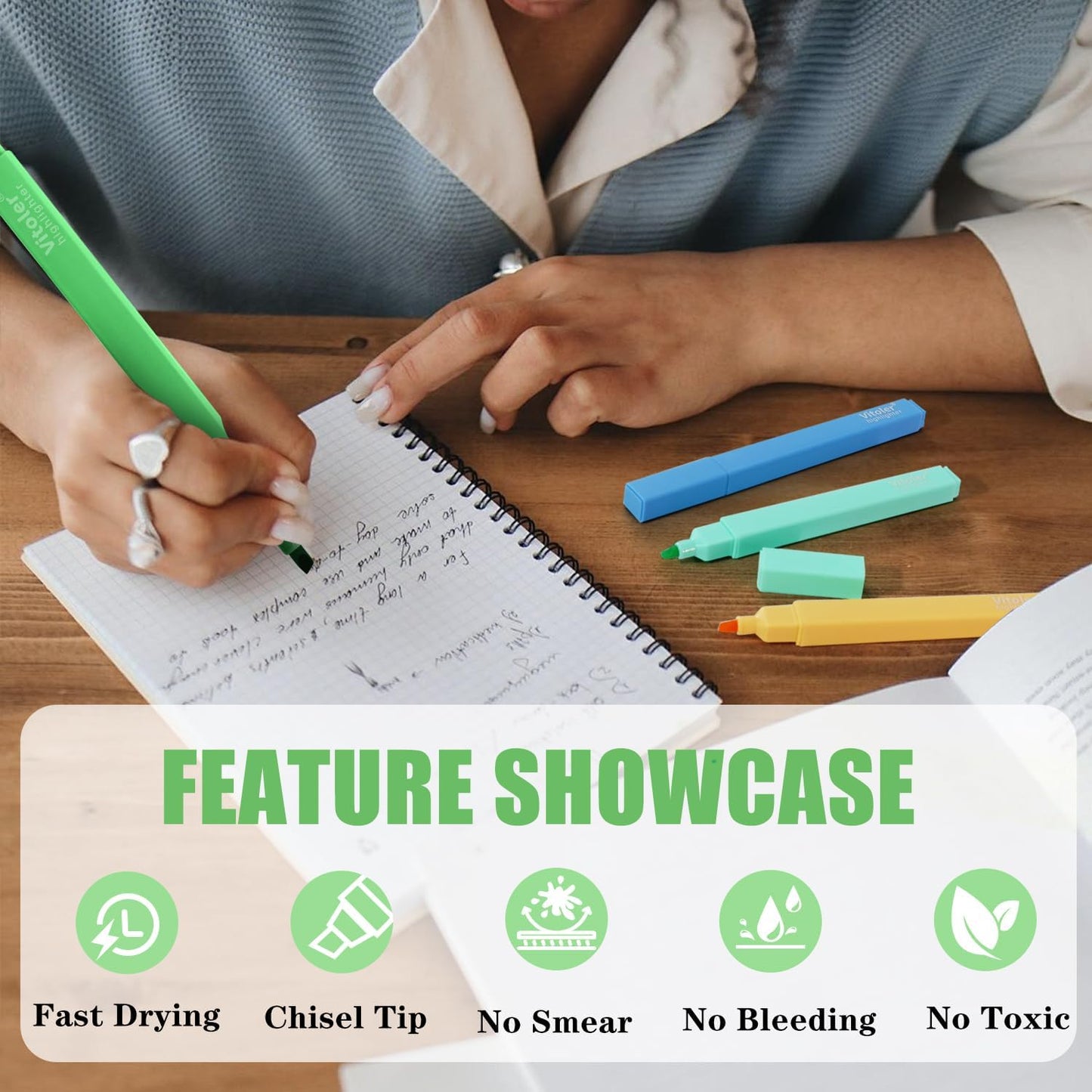 Vitoler Highlighters,8Pcs Highlighters Pastel,Quick Dry,Chisel Tip,Aesthetic Bible Highlighter No Bleed, Teacher Supplies School Accessories