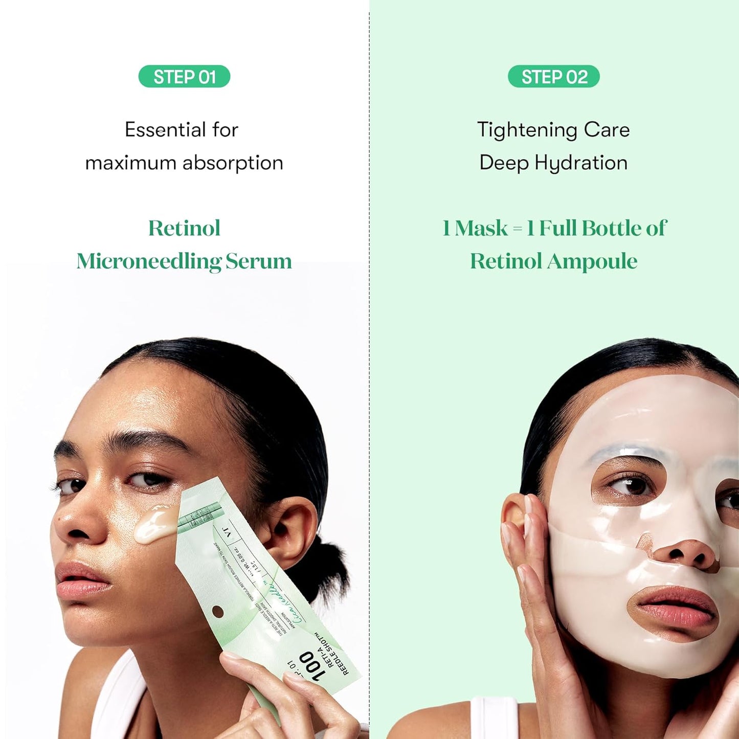 VT COSMETICS Reti-A Reedle Shot 100 2-Step Hydrogel Mask(34.5gx4ea), Intensive Tightening, Exosome Retinol, Overnight Melting Mask, Ideal for Retinol Beginners, Korean Facial Mask