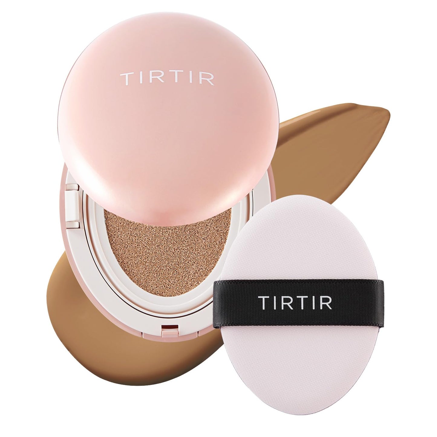 TIRTIR Mask Fit All Cover Pink Cushion Foundation | High coverage, Velvety Matte Finish, Lightweight, Flawless, Corrects Redness, Korean Cushion (#33N Macchiato, Full Size, 0.63 Fl Oz)