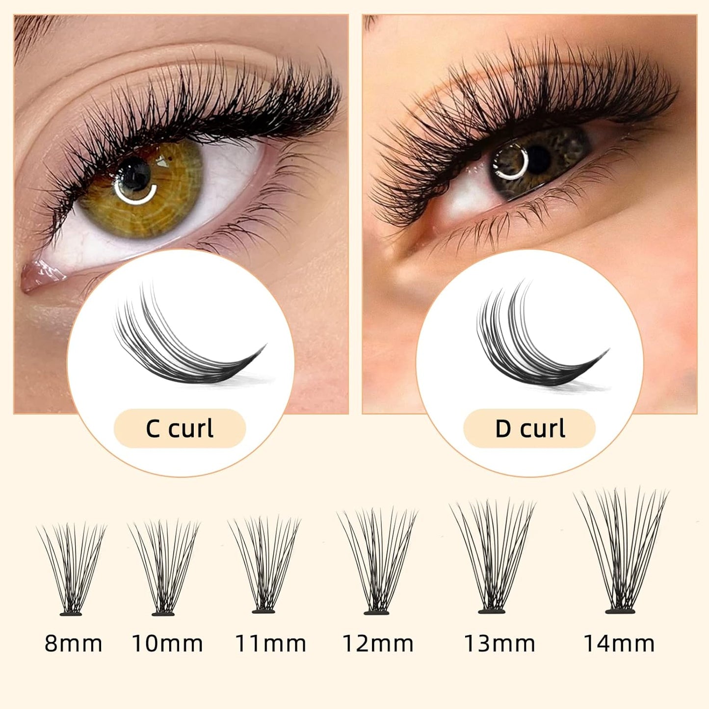 QUEWEL Cluster Lashes 240Pcs Individual Lashes 20D 0.07C Curl 15mm Knot-Free Lash Extensions Clusters Lashes Soft&Natural False Eyelashes Individual DIY Eyelash Extension at Home(20D 0.07C 15)