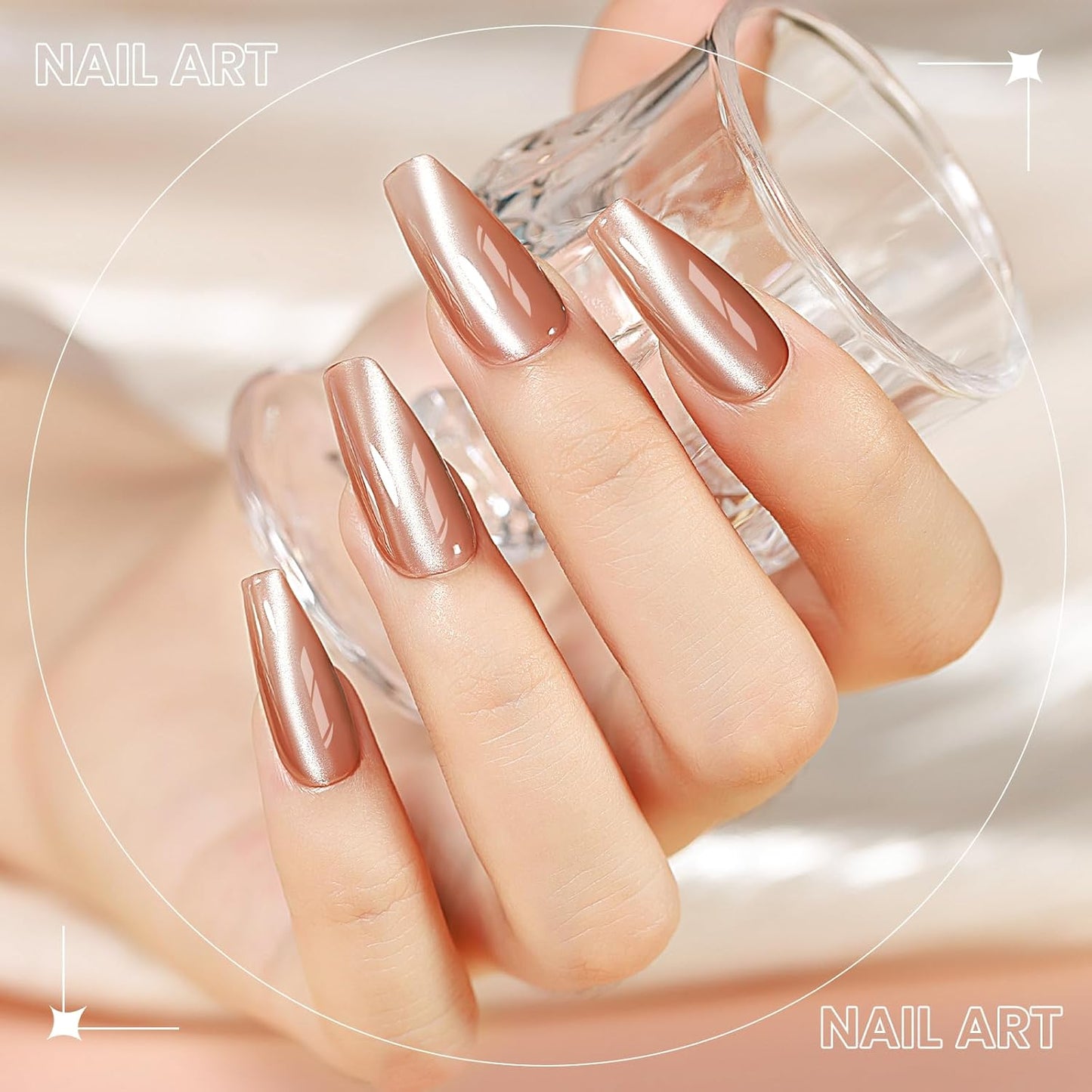 Moonlight Cat Eye Gel Nail Polish,Nude Glass Cateye Gel Polish with Magnet Jelly Glitter Holographic Gel Polish Soak Off U V Gel Salon DIY at Home, 0.5 OZ