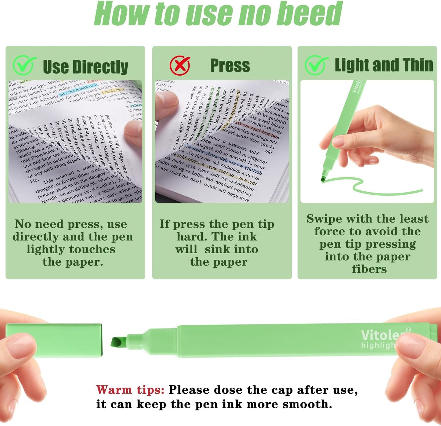 Bible Highlighters, 10 Pack, Assorted Colors, Fast Dry, Pastel Highlighters No Bleed, Set, Bible Journaling Highlighter, Marker, Colored School Supplies