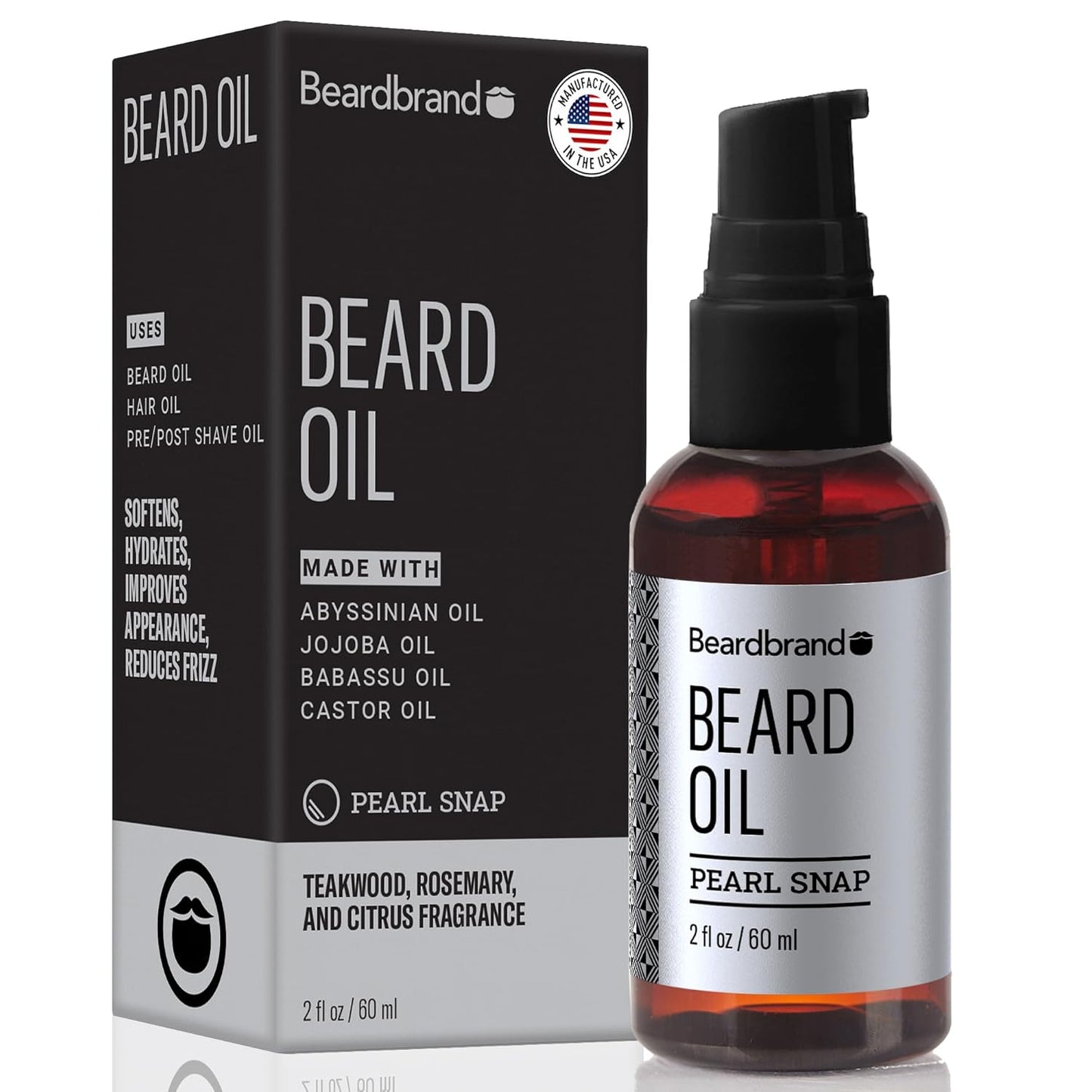 Beardbrand Beard Oil for Men with Jojoba & Vitamin E – Softens Stubble, Conditions Skin & Promotes Beard Growth | Teakwood, Rosemary, & Citrus Scent | 2 fl oz