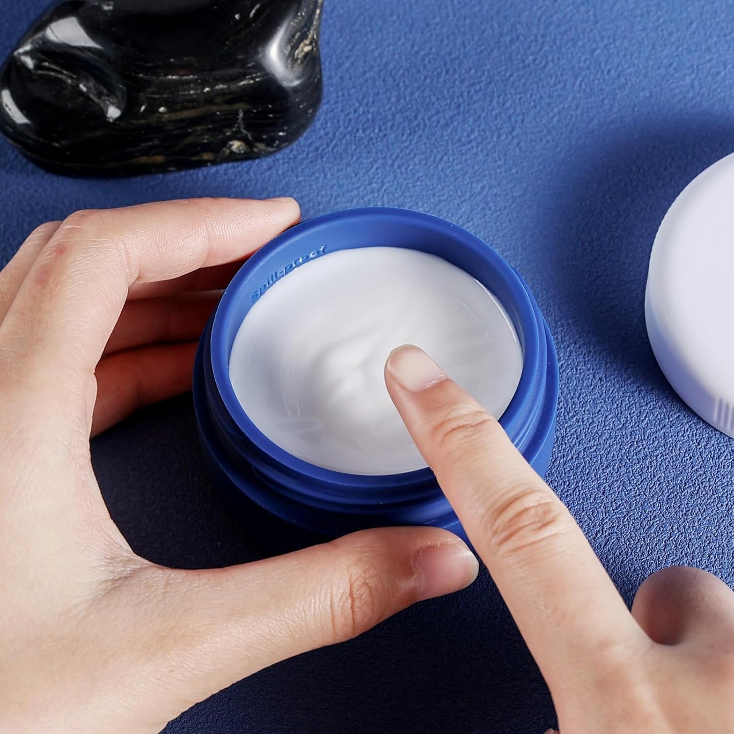 Travel Containers for Toiletries, Silicone Cream Jars BPA-Free, Leak-proof 1.35oz Travel Size Containers, Portable Size Silicone Jars with Lid for Cosmetic Face Hand Body Cream (4 Pack)