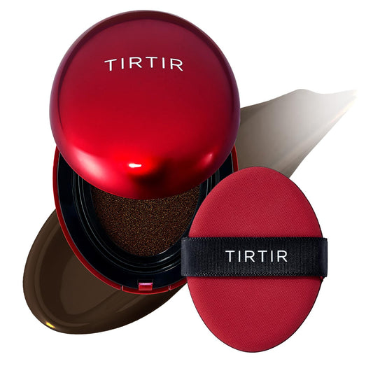 TIRTIR Mask Fit Red Cushion Foundation | Full coverage, Weightless, Skin fit, Satin Glow Finish, Korean Makeup BB Foundation, beauty, Tattoo cover up, Buildable (#55N Espresso, 0.63 Fl Oz)