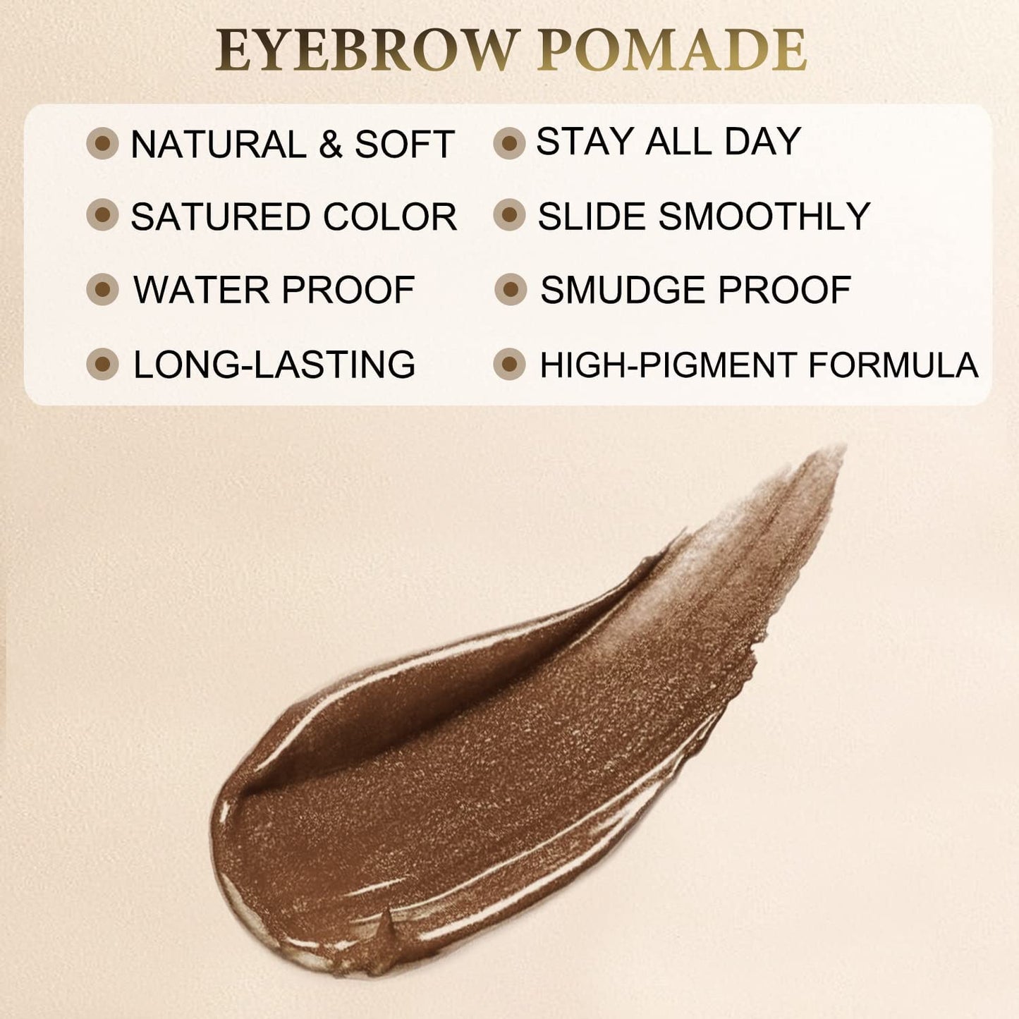 Eyebrow Pomade - Waterproof Brow Pomade for Long-lasting Results,Smudge Proof and Sweat Resistant Formula,Natural Eyebrow Makeup for All Skin Types and Tones - Chocolate