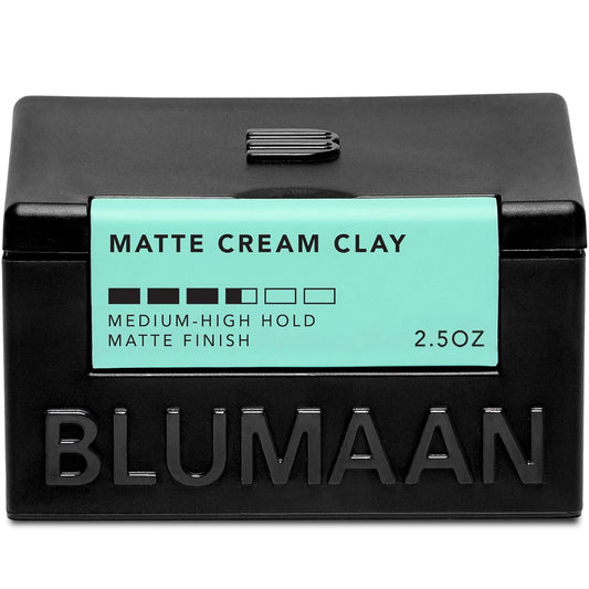BluMaan Matte Cream Clay - High Hold Matte Finish - Versatile, Easy To Apply, Weightless Control, Nourishing and Cleansing Hair Care Essential with Natural Ingredients - 71 ml/2.5 oz